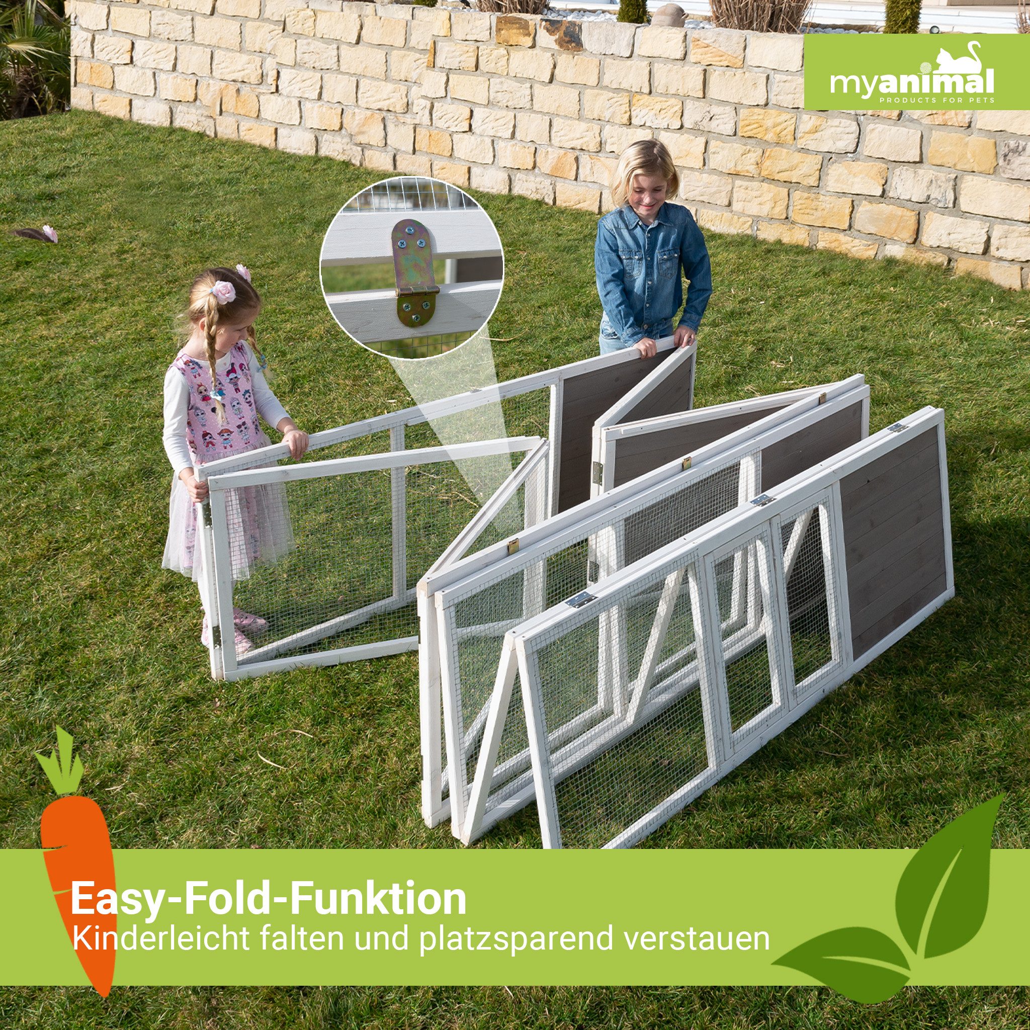 My Animal Kleintierstall XXL Hasenstall MH-06 - Freilaufgehege - Wetterbeständig, Kaninchen Gehege - aufklappbares Dach - Käfig - Meerschweinchen Stall
