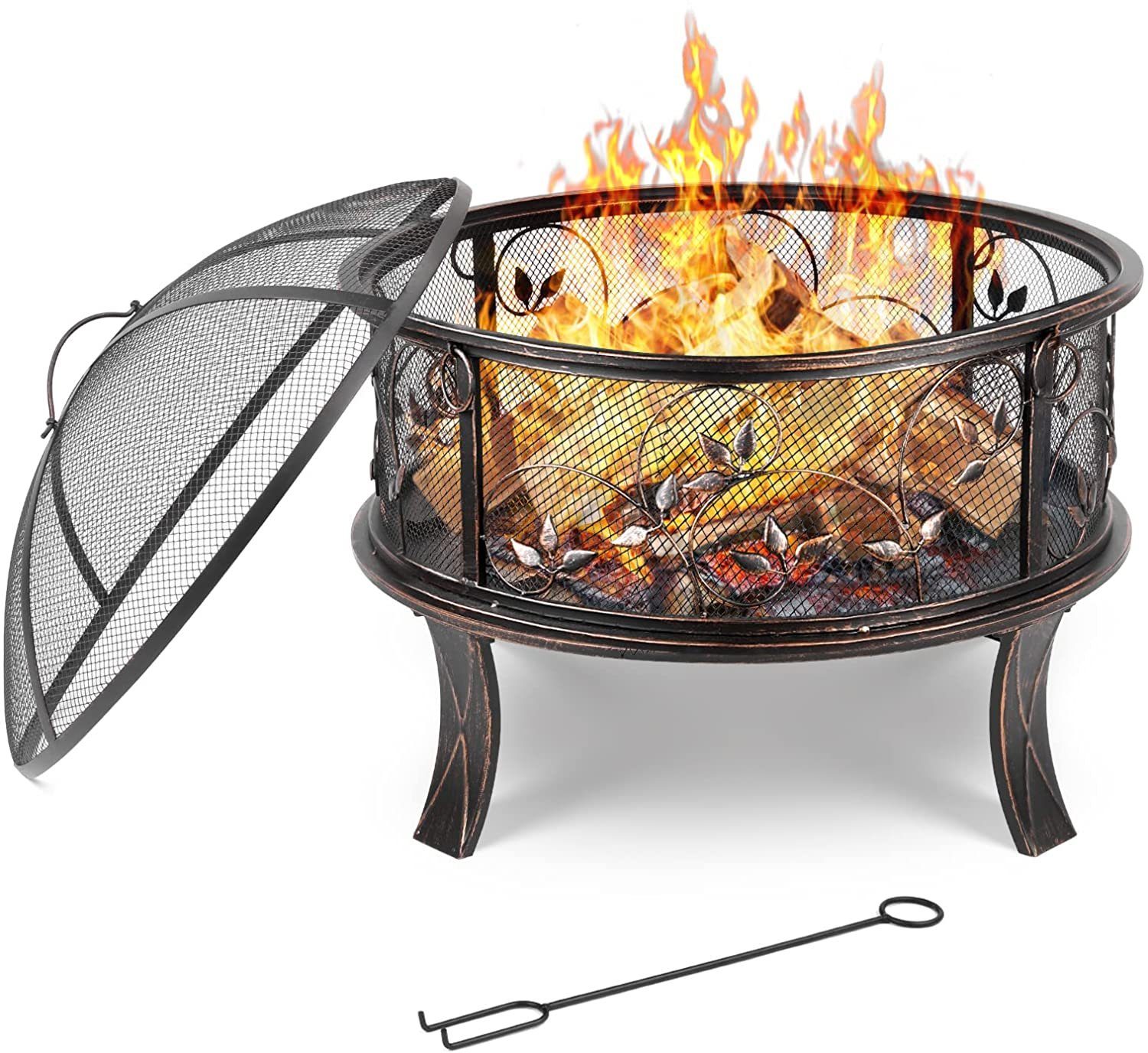 Femor Feuerschale Ø71x65cm Feuerstelle mit Funkenschutz für den garten günstig online kaufen