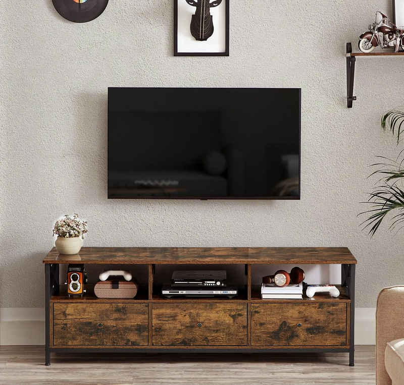VASAGLE Lowboard »TV-Schrank« (1 St), 40 x 147 x 50 cm (T x B x H), für Fernseher bis zu 65 Zoll, mit 3 Schubladen