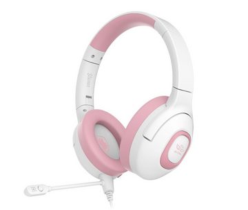 Sades Shaman SA-724 Gaming Headset, weiß/pink, USB, kabelgebunden Gaming-Headset (Mikrofon abnehmbar, Stereo, Over Ear, PC, PST, XBox, Nintendo Switch, VR, Phone)