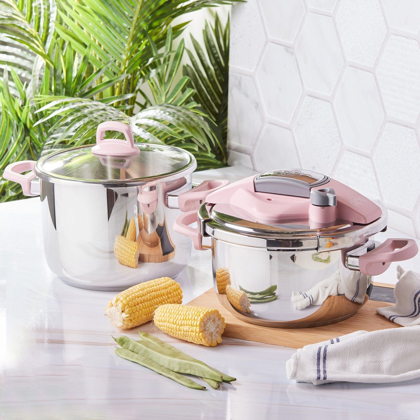 Karaca Schnellkochtopf Karaca Perfect Pink 4+6 Liter Schnellkochtopf-Set