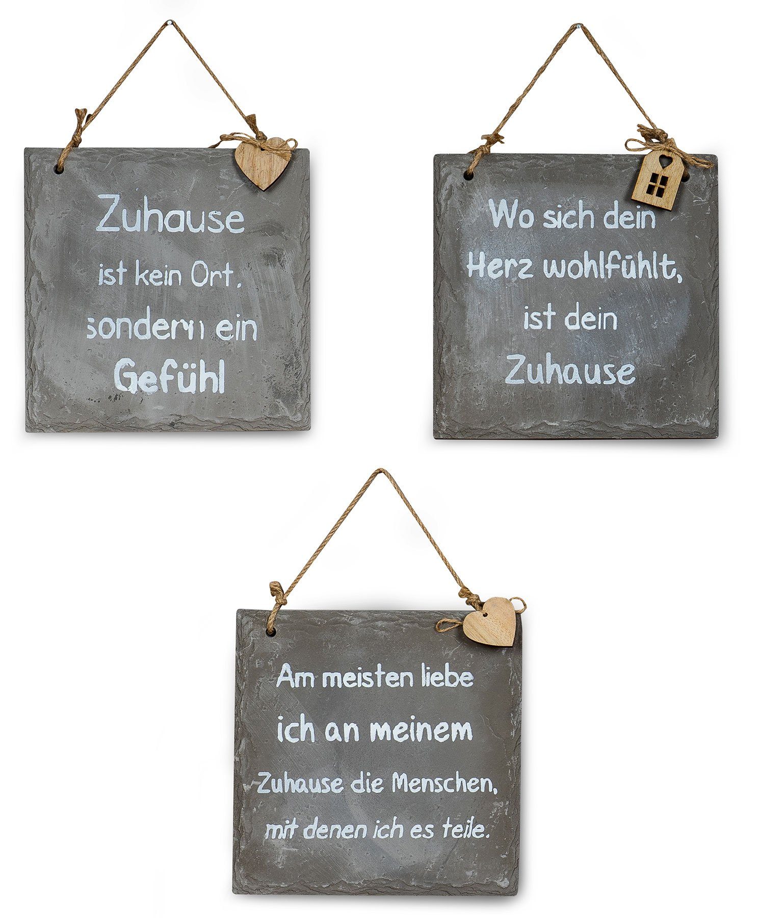 Levandeo® Wandbild, 3er Set Wandbilder Sprüche 20x20cm Schilder Beton