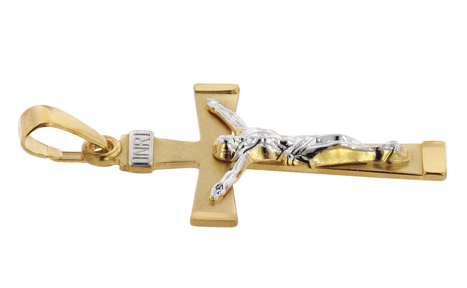 Herren Schmuck trendor Kreuzanhänger Kruzifix- für 585 Gold Bicolor 29 mm
