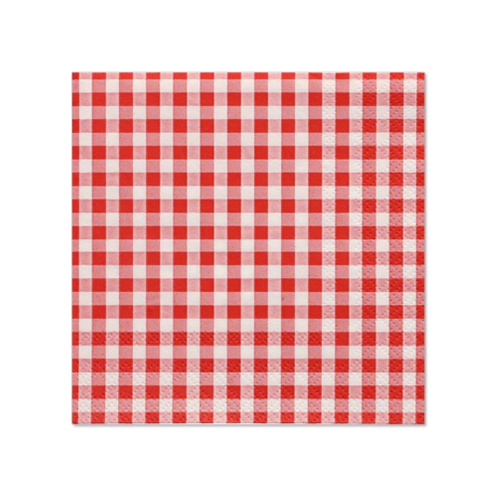 PAPSTAR Papierserviette 20 Servietten, 3-lagig 1/4-Falz 25 cm x 25 cm rot "Vichy Karo"