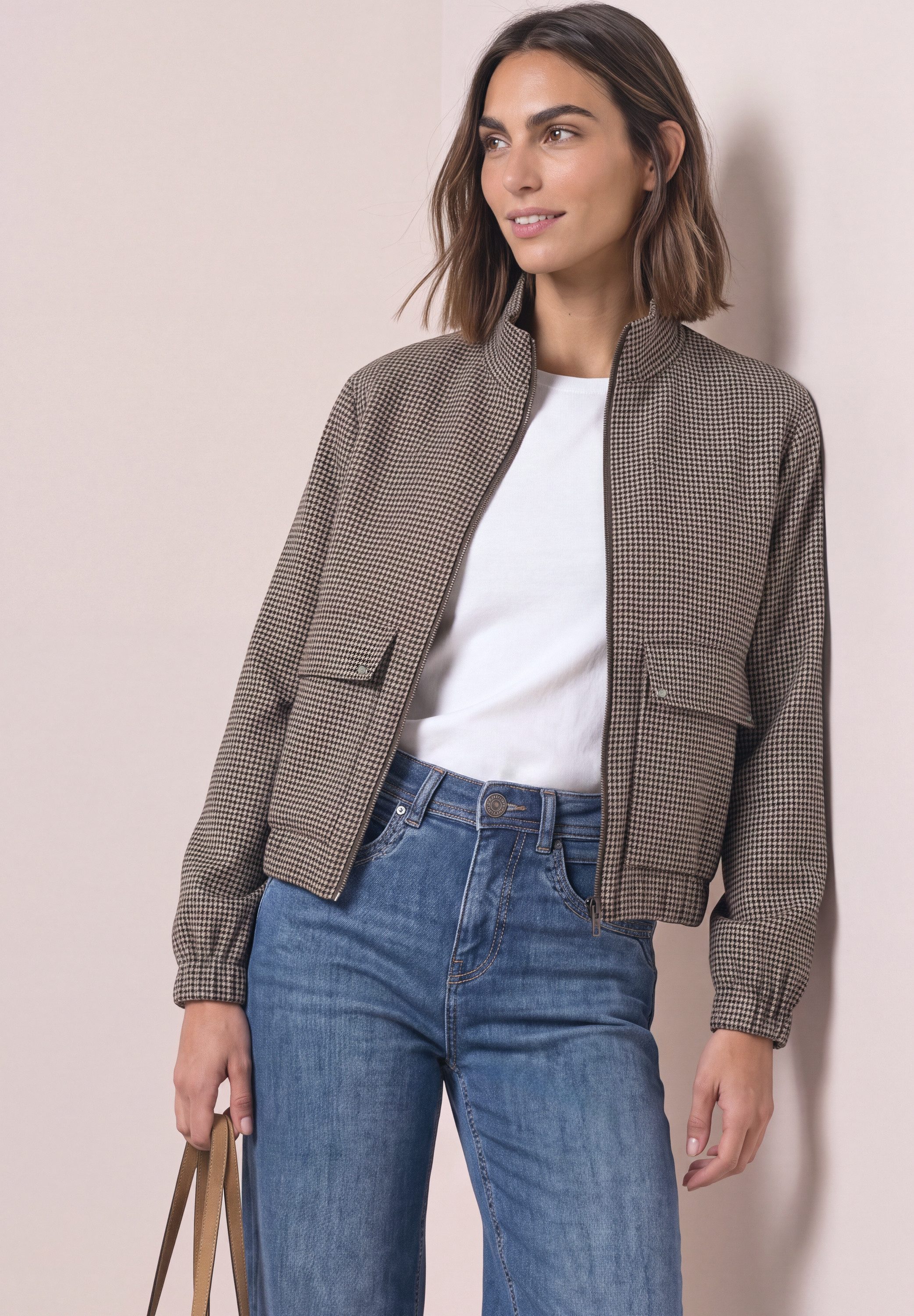 STREET ONE Blouson mit Houndstooth Muster und Zipper