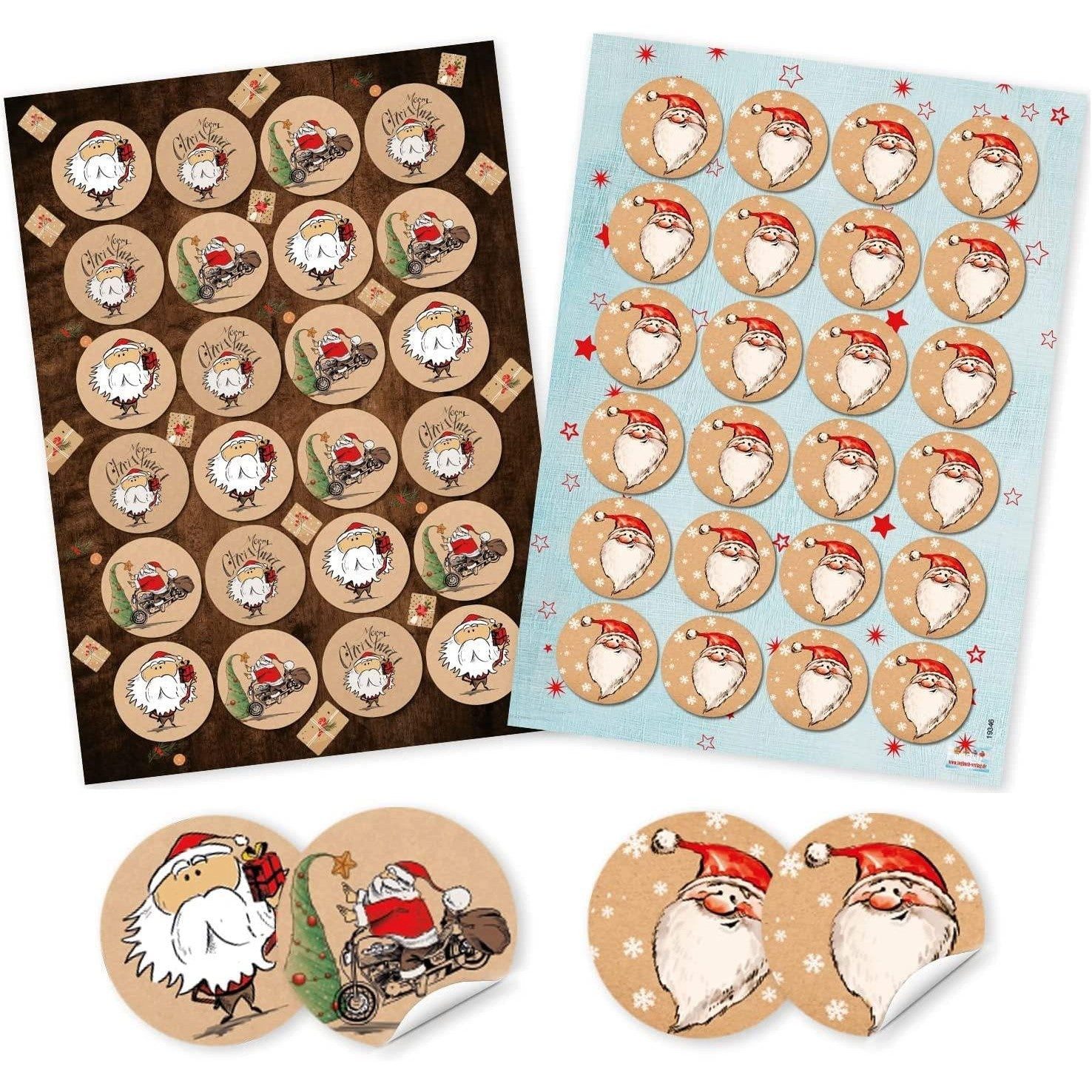 Logbuch-Verlag Aufkleber 2 x 24 Weihnachtsmann Aufkleber - Merry Christmas Weihnachten Sticker