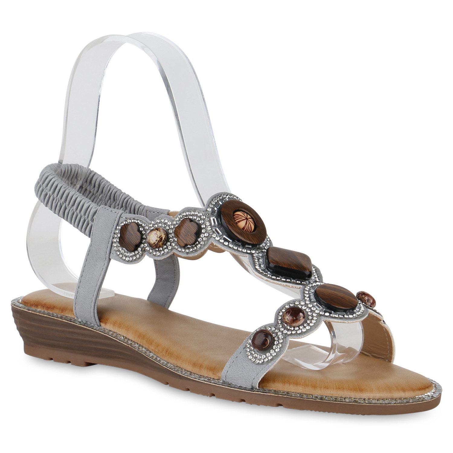VAN HILL 841268 Riemchensandale Damen Riemchensandalen Сандалі Zierperlen Profil-Sohle
