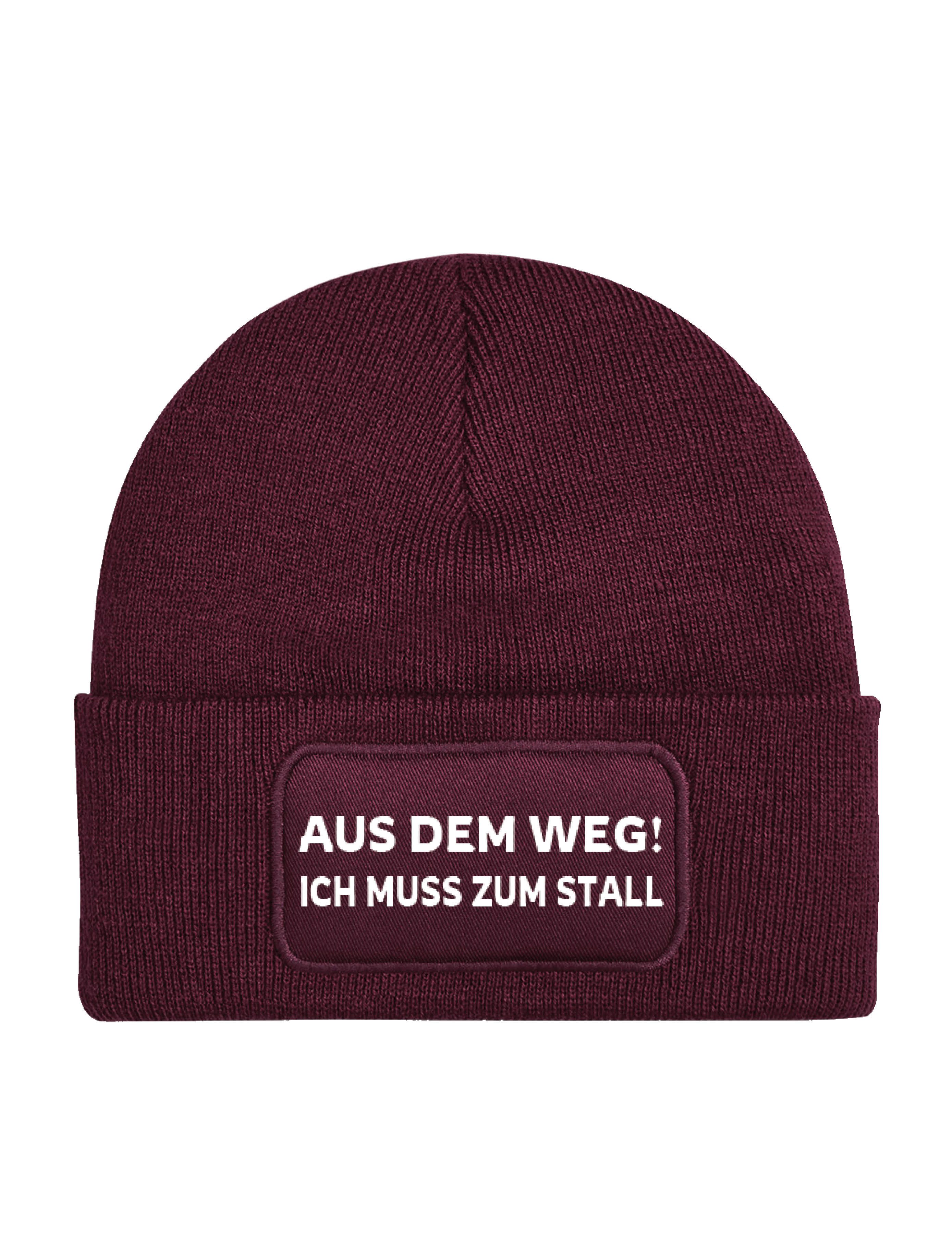 Youth Designz Beanie Aus dem Weg! Ich muss zum Stall Beanie Mütze Strickmütze Wintermütze mit trendigem Motiv