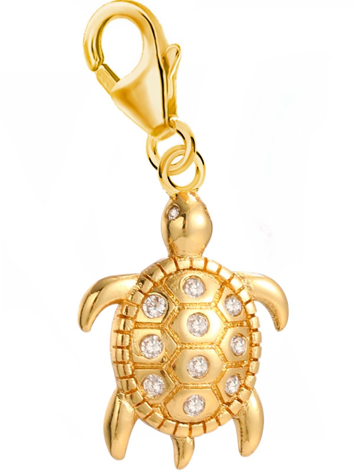 Goldene Hufeisen Charm-Einhänger Schildkröte Charm 925 Silber Gold vergoldet Anhänger für Armband, 18K Gelbgold vergoldet