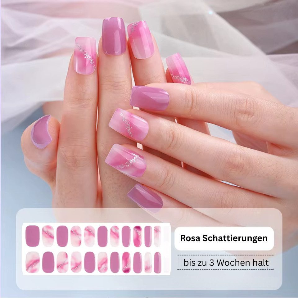Rötting Design Kunstfingernägel zum Aufkleben 22 Stk Gel Nails Kunstnägel Nagelsticker Saloon-Qualität, Set 22-tlg., Gelnägel Set inkl. Manikürstäbchen & Nagelpfeile, Gel Nails zum Aufkleben - ohne UV - Nail Art - passgenau