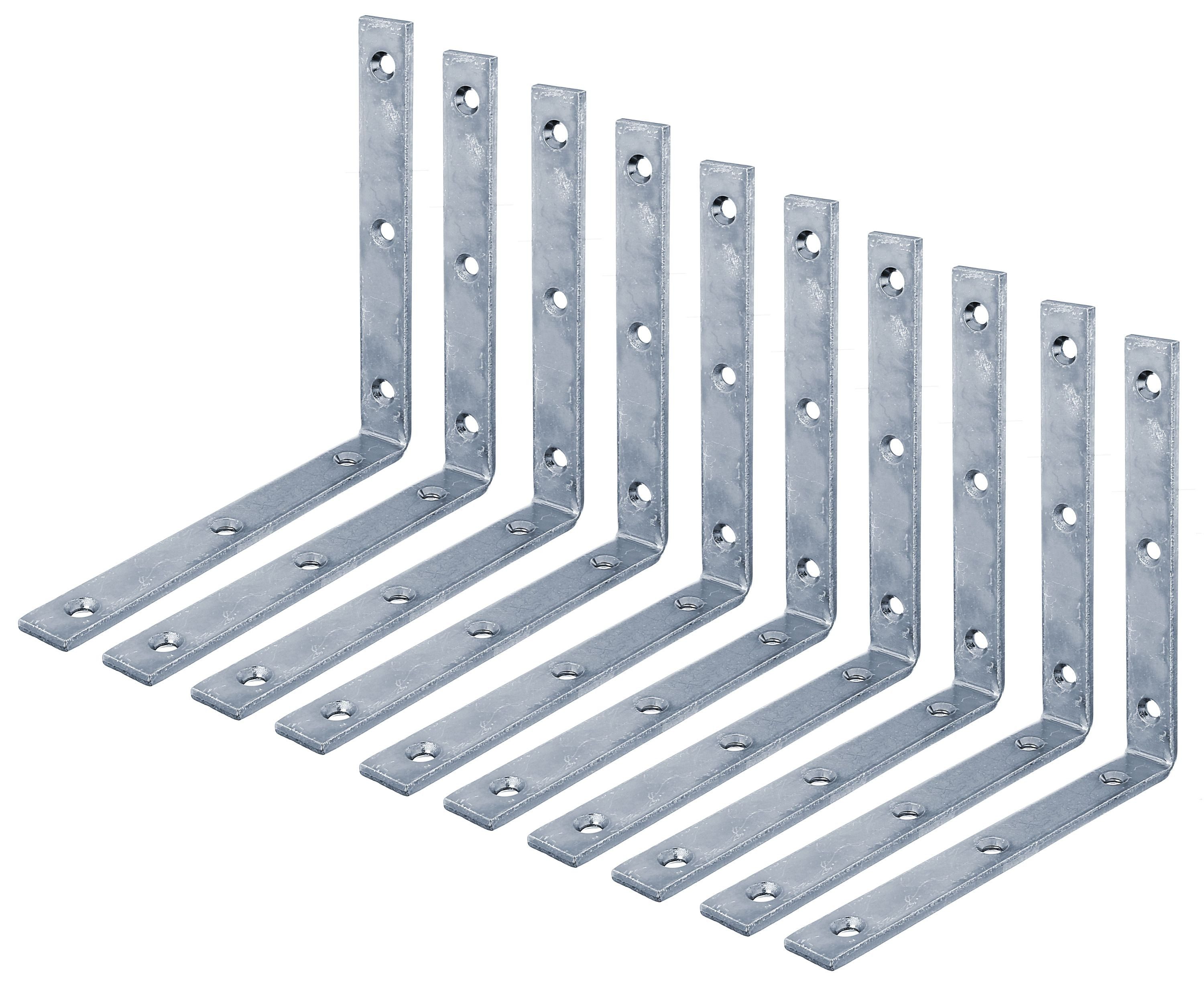 Alberts Winkelverbinder, 10x Balkenwinkel verzinkt Trägerwinkel Winkelträger Montagewinkel Wink