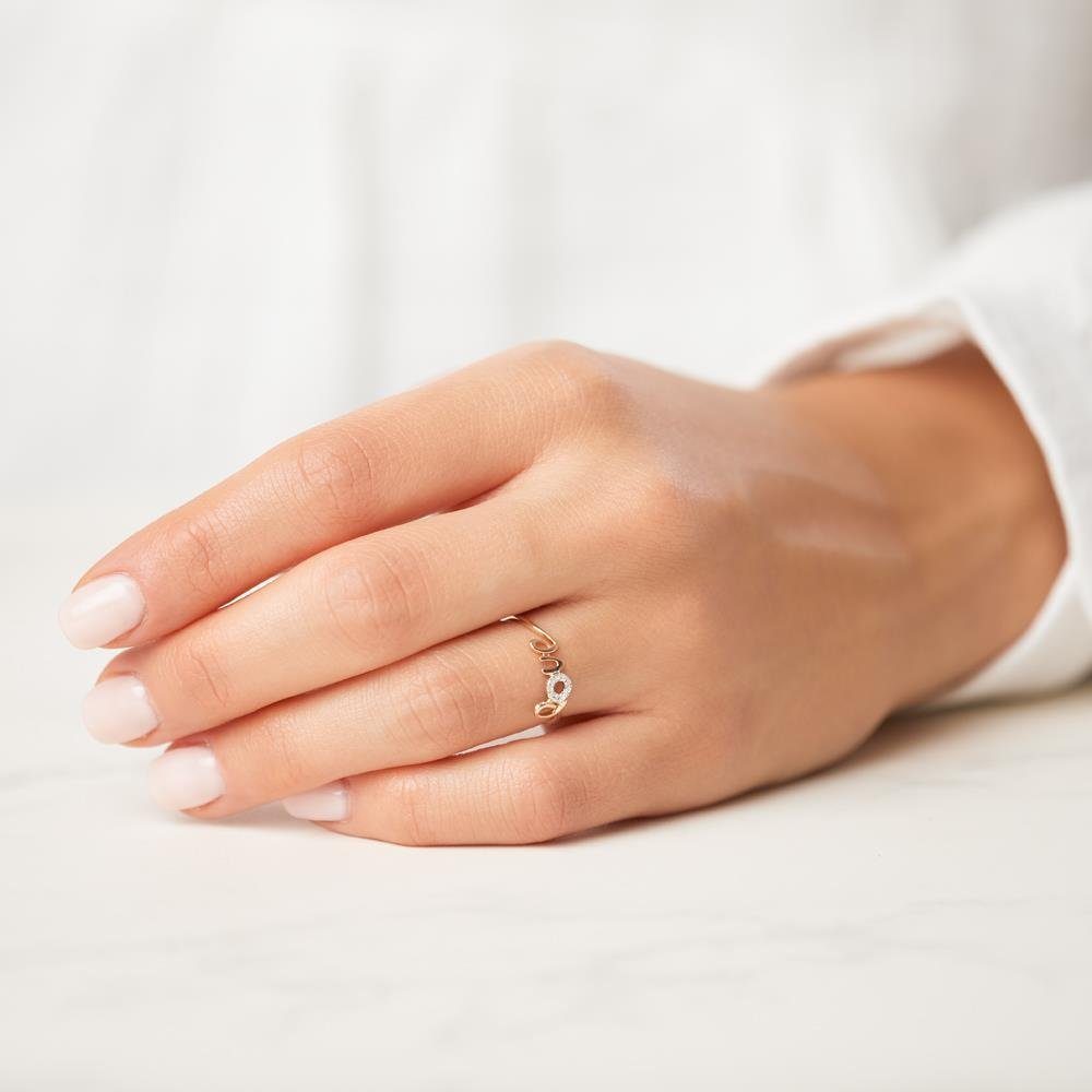Unique Goldring Ring Love 14K Roségold Diamanten – Bild 3 von 3