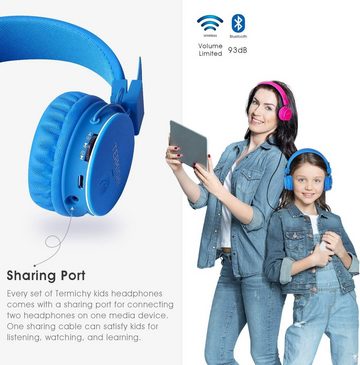 Termichy Akustischer Hochgenuss Kinder-Kopfhörer (93 dB Lautstärkebegrenzung, weiche Polsterung, leichtes Design für maximalen Tragekomfort, PraktischesFaltdesign,Kompakt zusammenklappbar,Individual einstellbare)