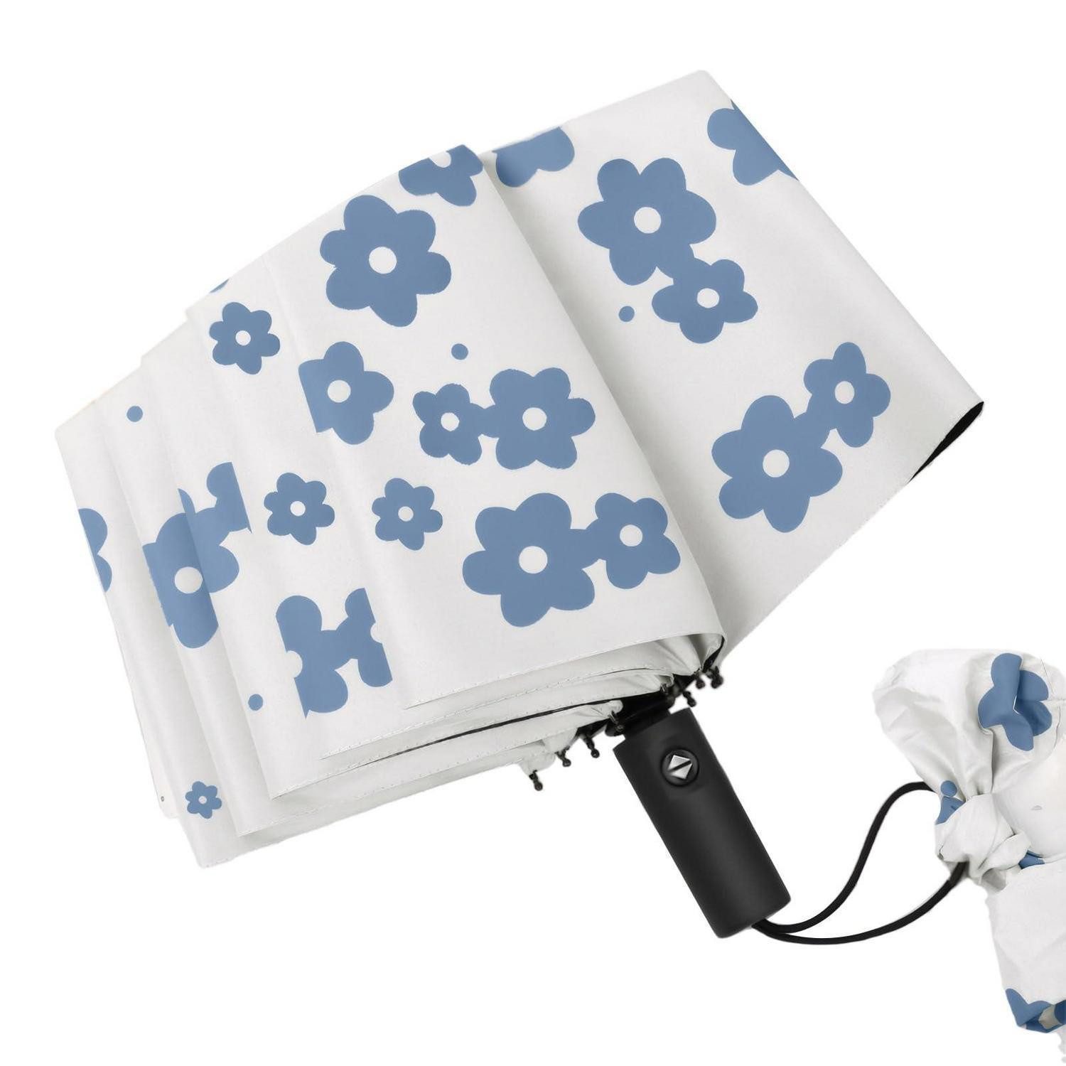 LuxusKollektion Taschenregenschirm Regenschirm faltbar Beige Glockenblumenmuster Automatik