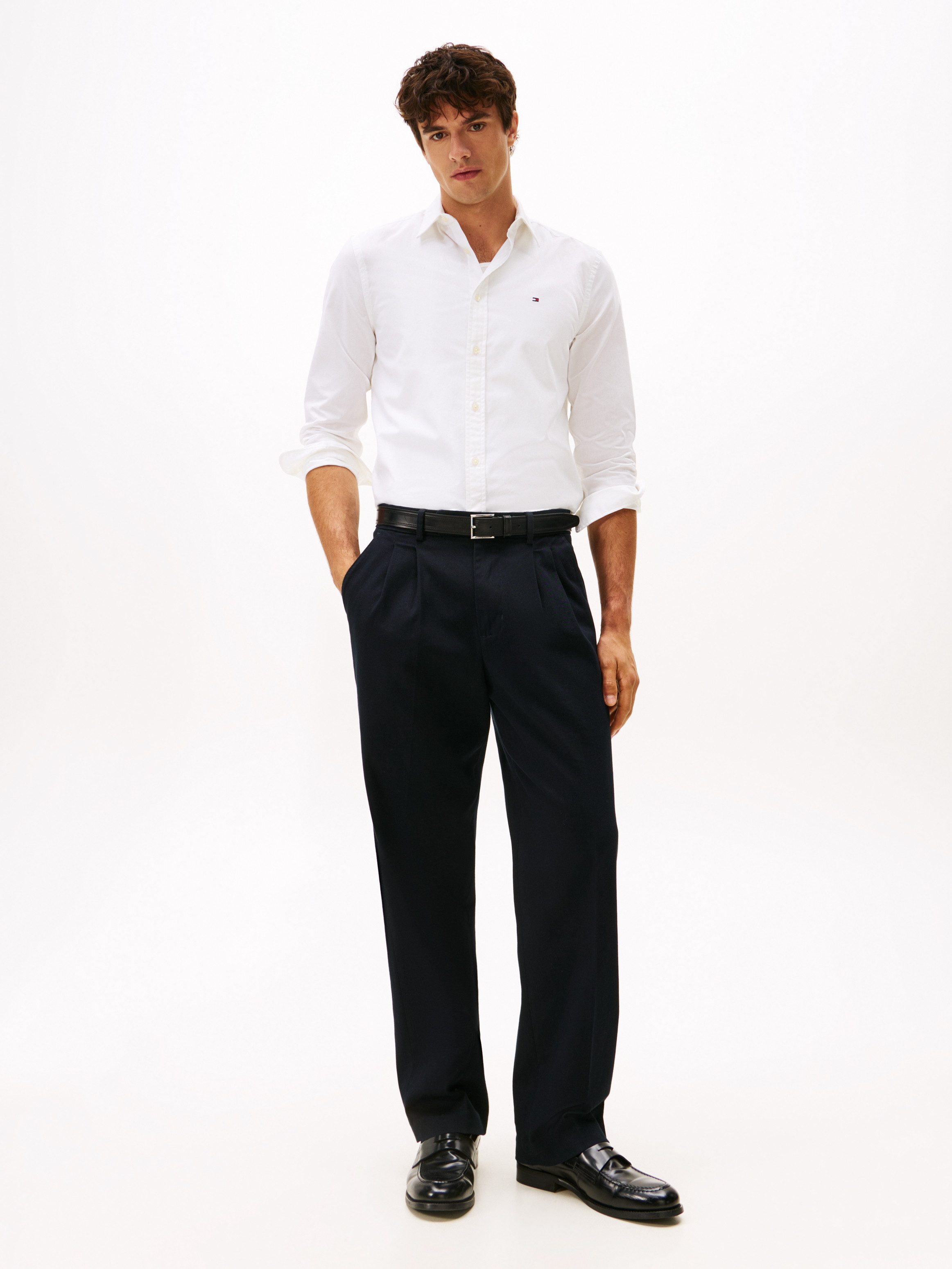 Tommy Hilfiger Langarmhemd FLEX POPLIN SHIRT Slim Fit, Kentkragen, Baumwollqualität