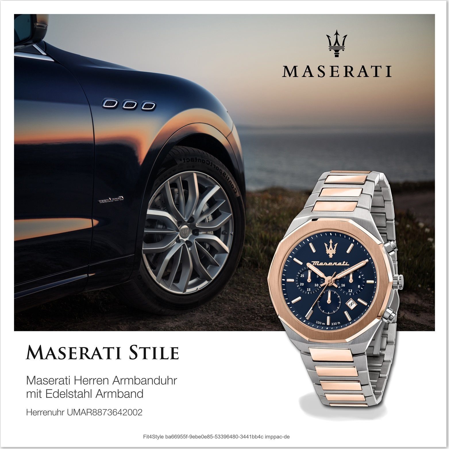 Chronograph, rundes Maserati Gehäuse, 45mm) Herren, Chronograph (ca Damenuhr MASERATI groß blau Edelstahlarmband, Edelstahluhr
