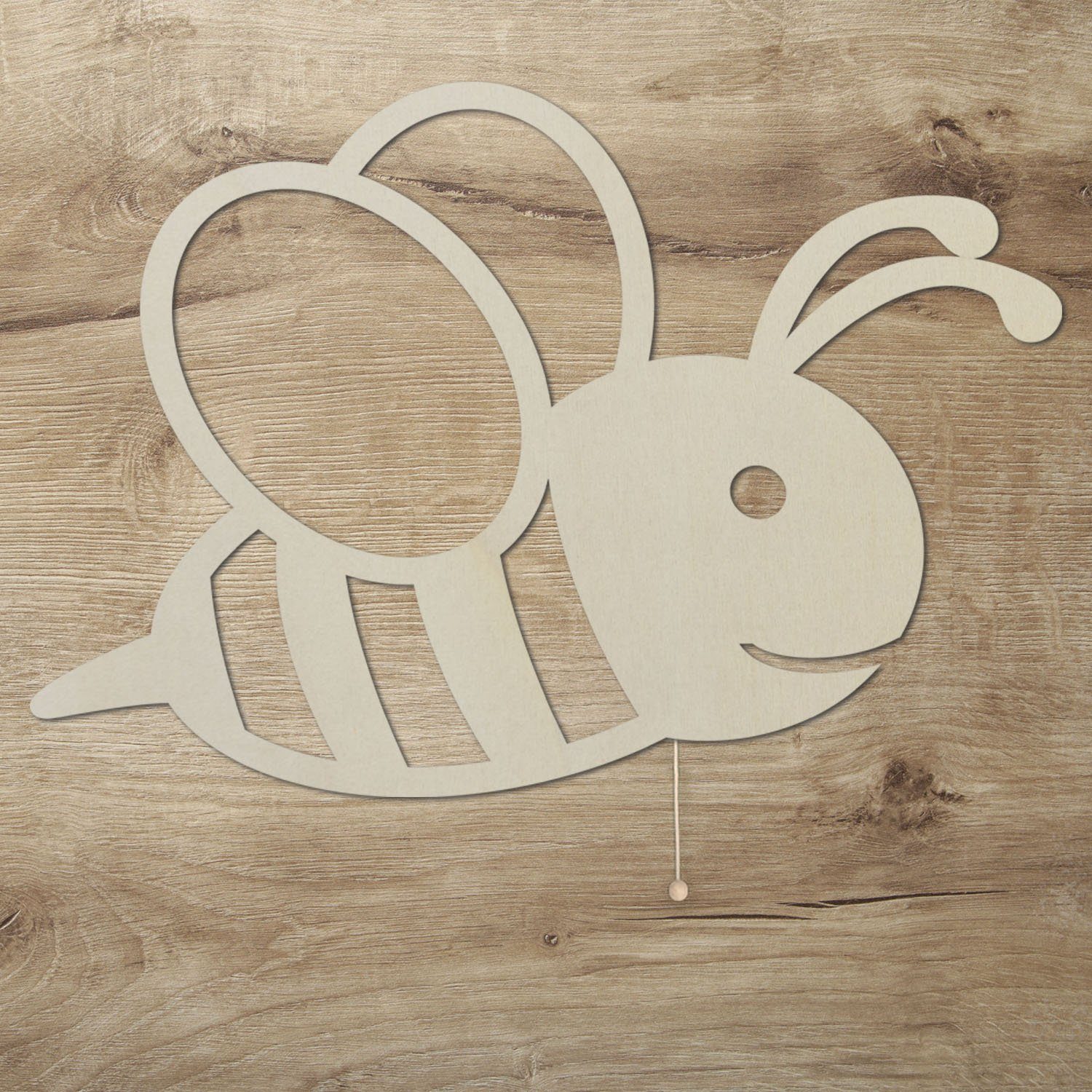 Namofactur LED Nachtlicht Wandlampe Biene Holz Wand Deko Lampe Nachtlicht I Kinderzimmer, Mit Zugschalter, LED fest integriert, Warmweiß