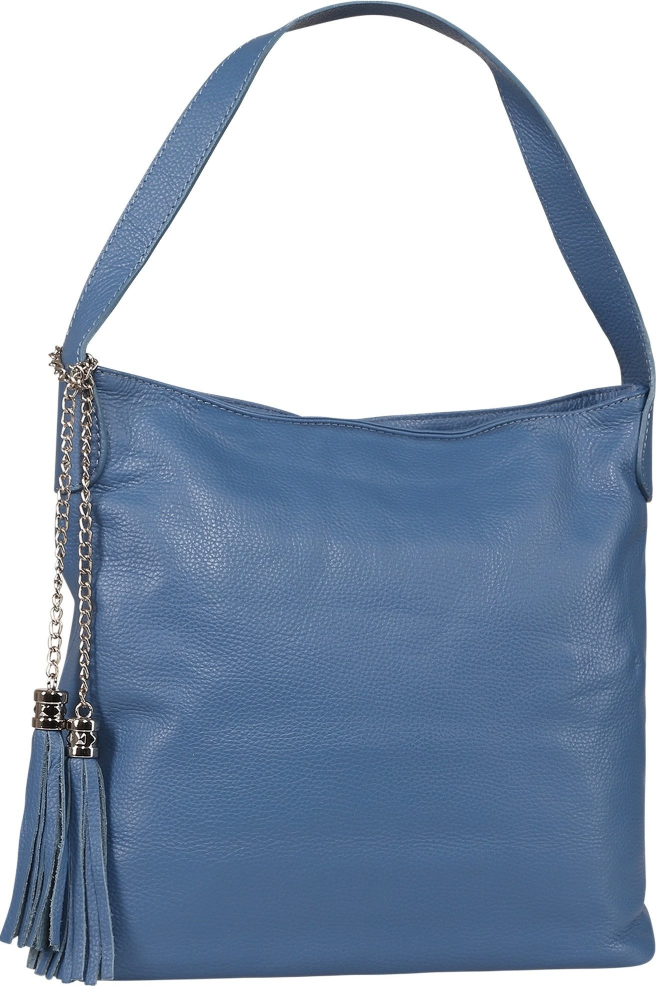 Toscanto Schultertasche Toscanto Damen Schultertasche Leder (Schultertasche), Damen Leder Schultertasche, jeansblau ca. 40cm