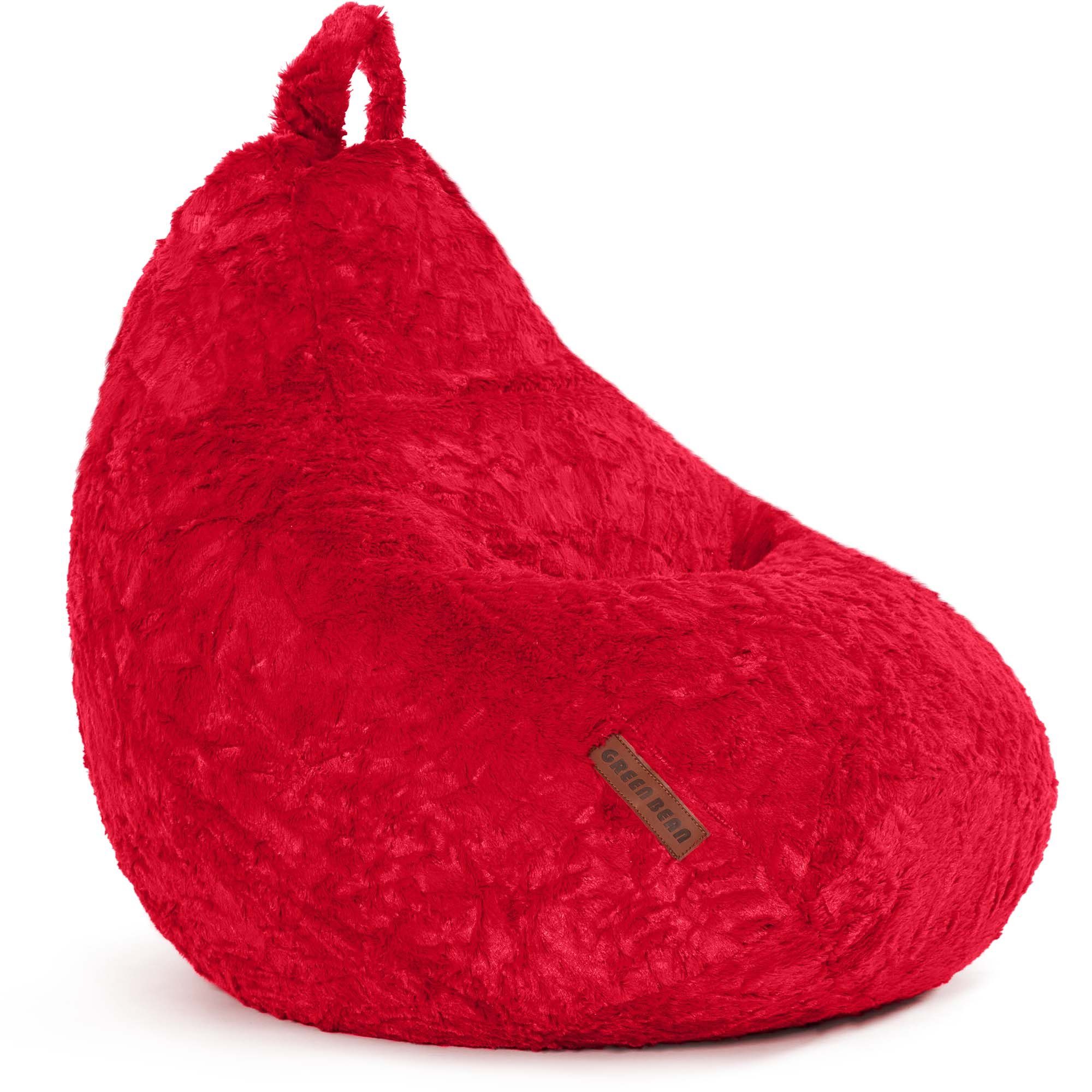 Green Bean Sitzsack Plüsch (60x45x45cm - Indoor Sitzkissen mit 120L EPS Perlen Füllung, Kuschelig Waschbar), Bean Bag Bodenkissen Lounge Chair Sitzhocker Kindersitzsack Sitzkissen Rot