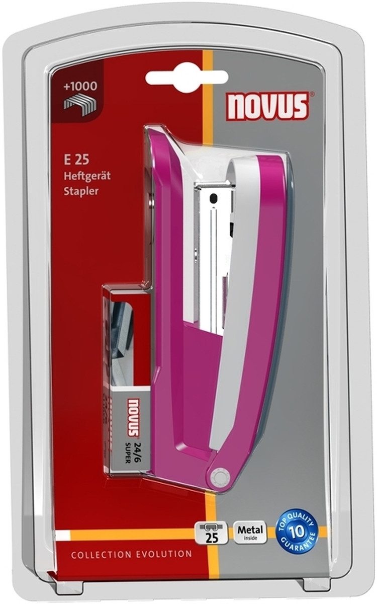 NOVUS Heftgerät Heftgerät E25 pink Blister (6 Stück)