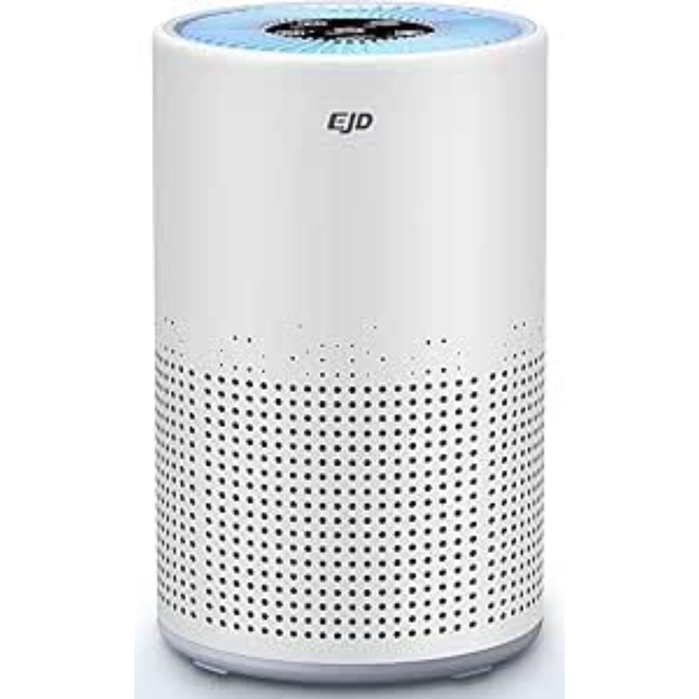 EJD Luftreiniger für Schlafzimmer und Zuhause, leiser H13 HEPA- mit 3-stufigem Filter, für 30 m² Räume, 3 Geschwindigkeitsstufen, 12 dB Schlafmodus zur Bekämpfung von Pollen