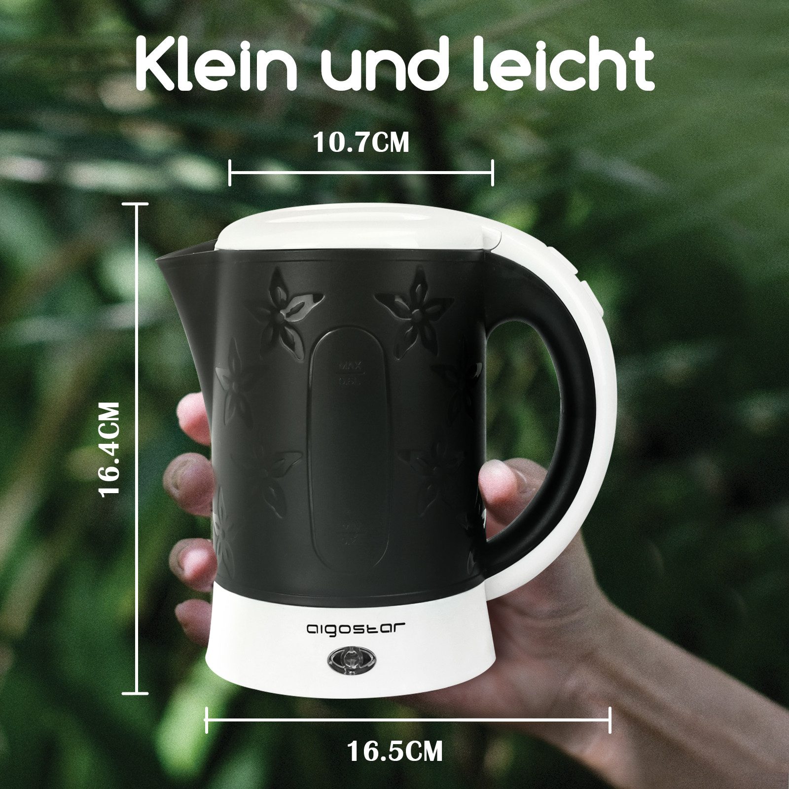 Aigostar Wasserkocher Aigostar - Kleiner Wasserkocher 0,6 L, 2 Tassen und 2 Teelöffel, Kleiner Wasserkocher 0,6 L, 2 Tassen und 2 Teelöffel – Bild 3 von 5