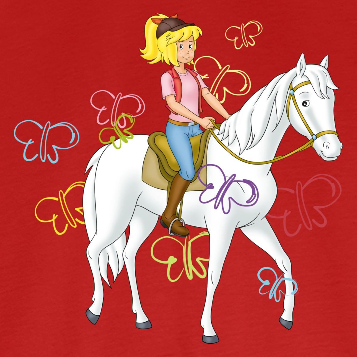 Spreadshirt T-Shirt Bibi Und Tina Bibi Reitet Auf Stute Sabrina Kinder Premium Langarmshir (1-tlg)