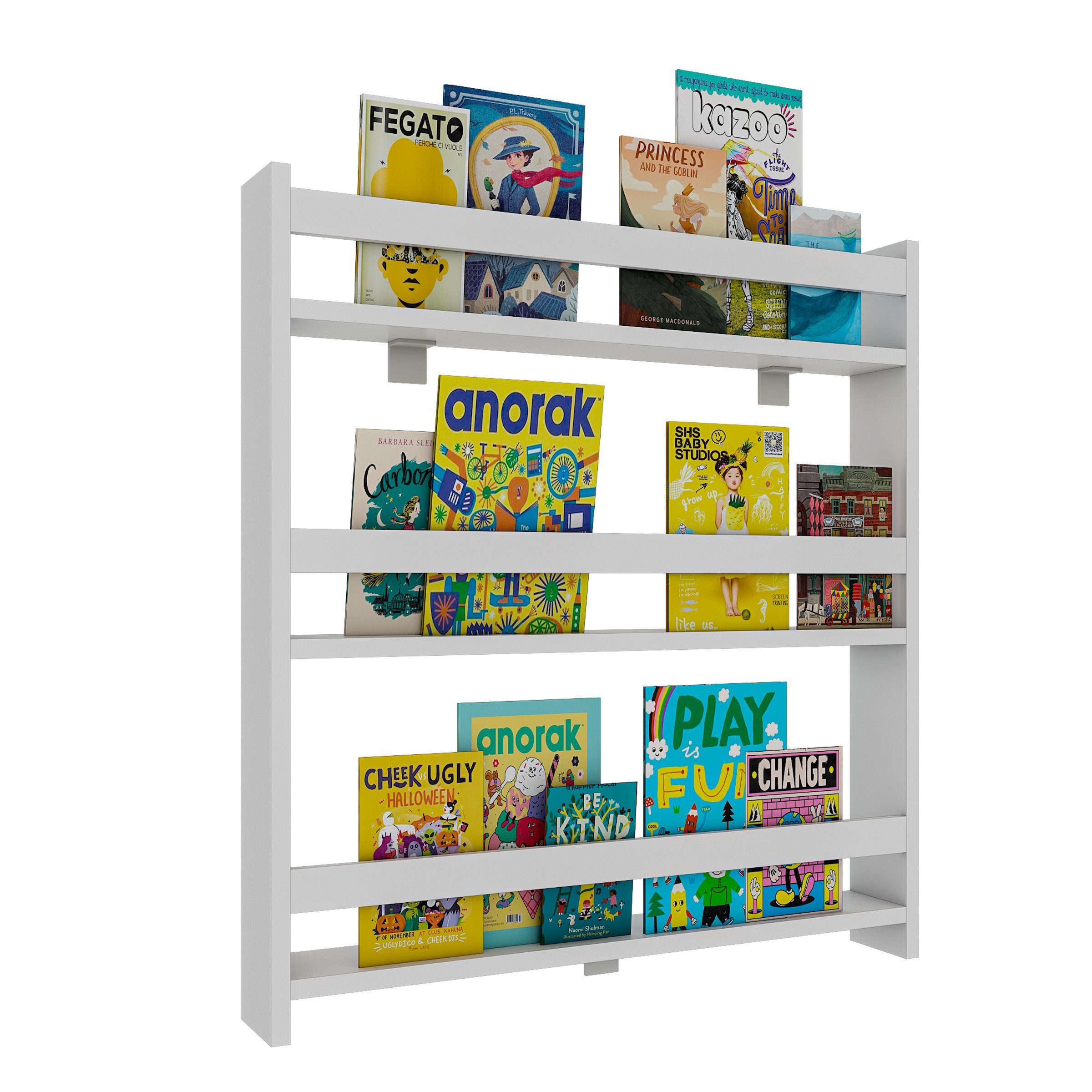 VCM Wandregal Regal 1-tlg. Weiß Kinder Bücherregal Kinderregal Holz Kidos