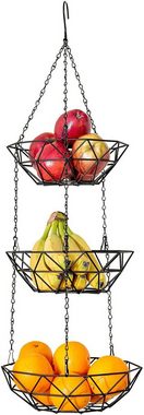 RUBBERNECK Obstschale Etagere mit 3 Körben aus Metall, verstellbar, für Obst und Gemüse, Metall, (3-tlg)