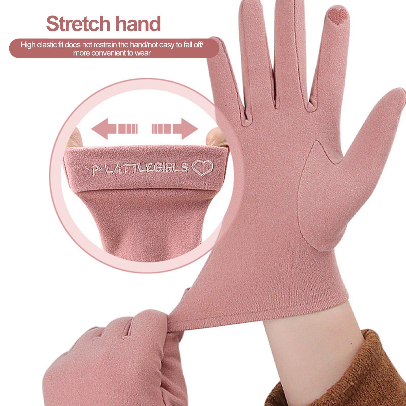 Rutaqian Strickhandschuhe 1 Paar Winter Fingerhandschuhe Damen Schwarz Handschuhe Warme für Touchscreen Damen Gefüttert Sport Warm Fleece