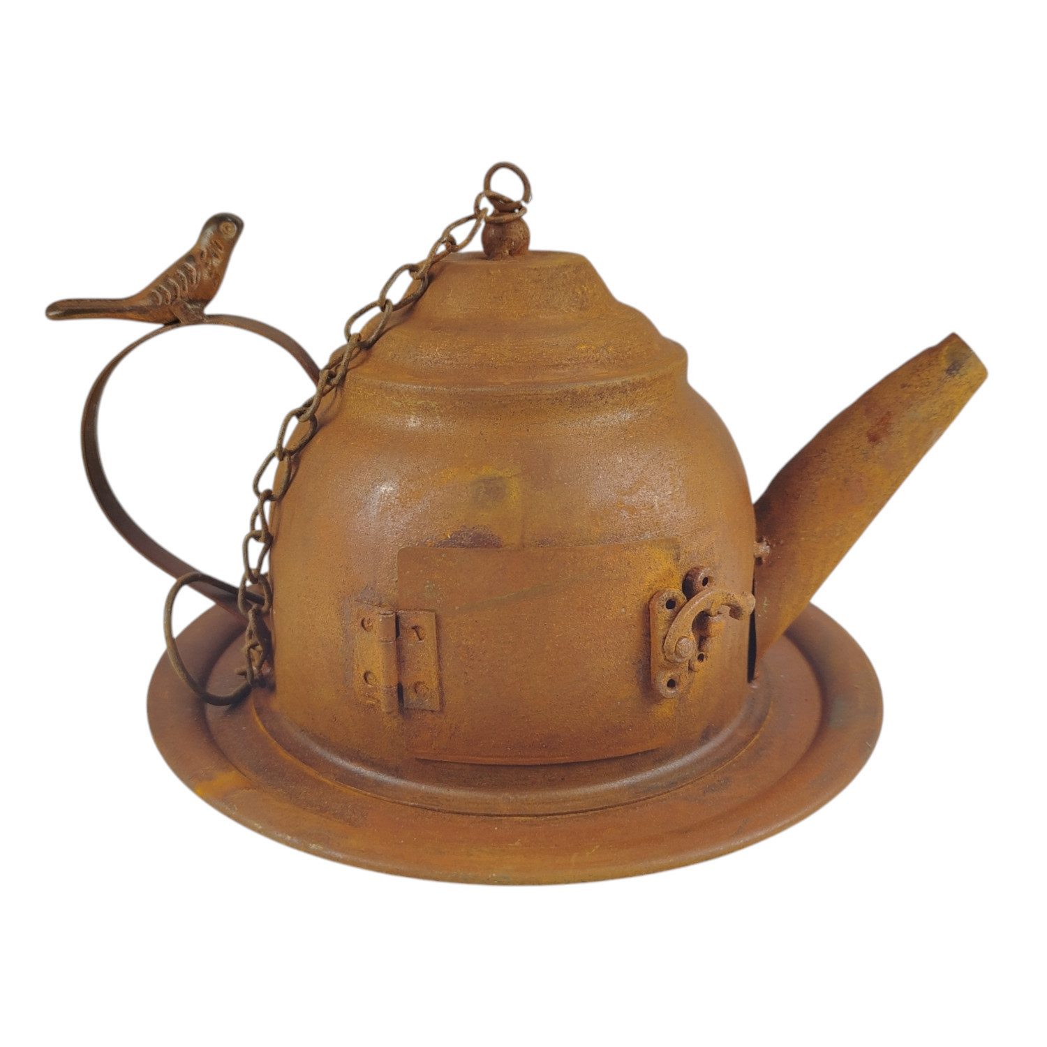 FTWdesign Vogelhaus Teekanne Vogelfutterhaus aus Metall in Rostoptik zum Au günstig online kaufen