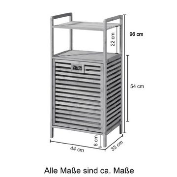 welltime Wäschetruhe Panama, Wäschesammler mit Ablage, Wäschekorb aus Bambus