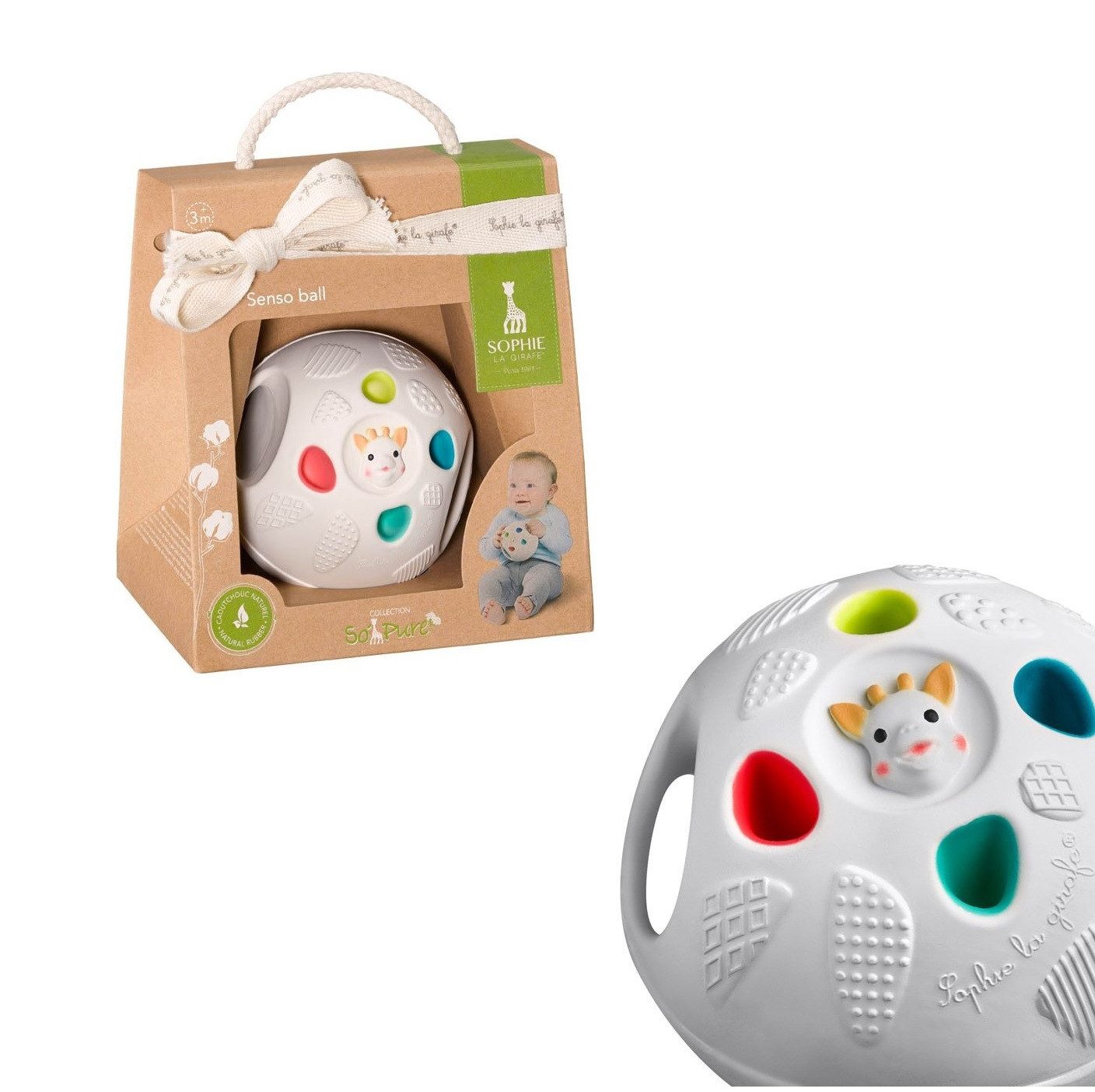 Vulli Beißring Sophie la girafe So Pure Senso Greifball Beißball, aus Naturkautschuk