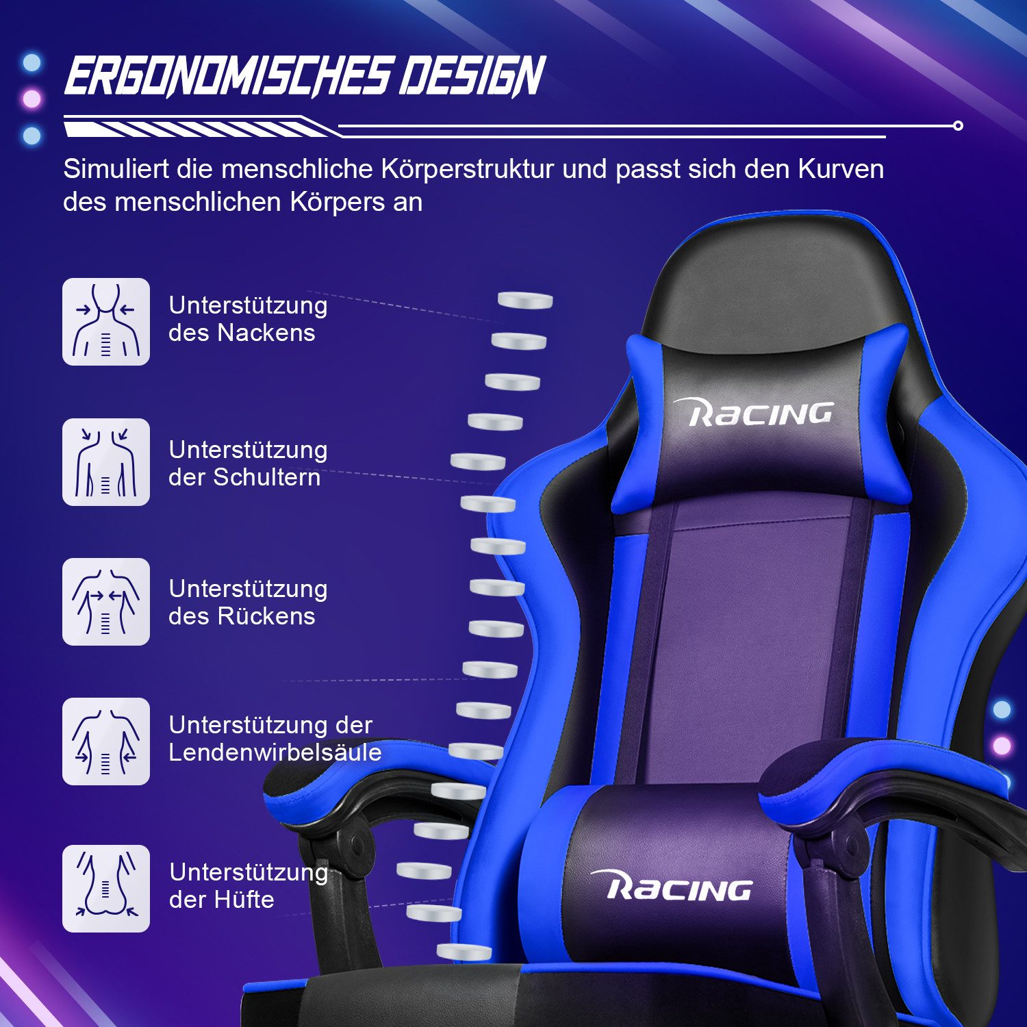 Hiazurm Gaming-Stuhl Gaming Stuhl, Bürostuhl Ergonomisch, günstig online kaufen