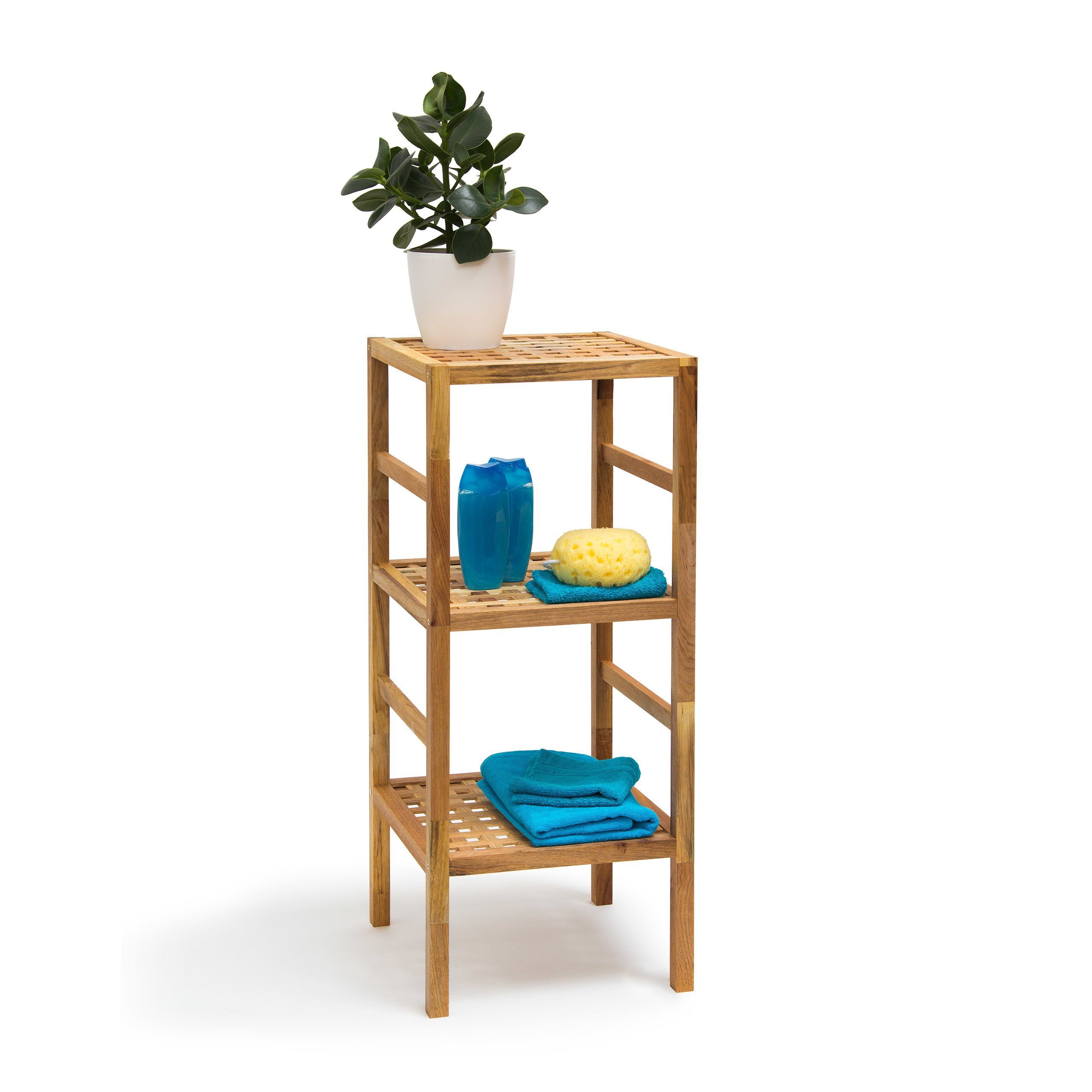 relaxdays Badregal Walnuss Badregal verschiedene Größen, 3 günstig online kaufen