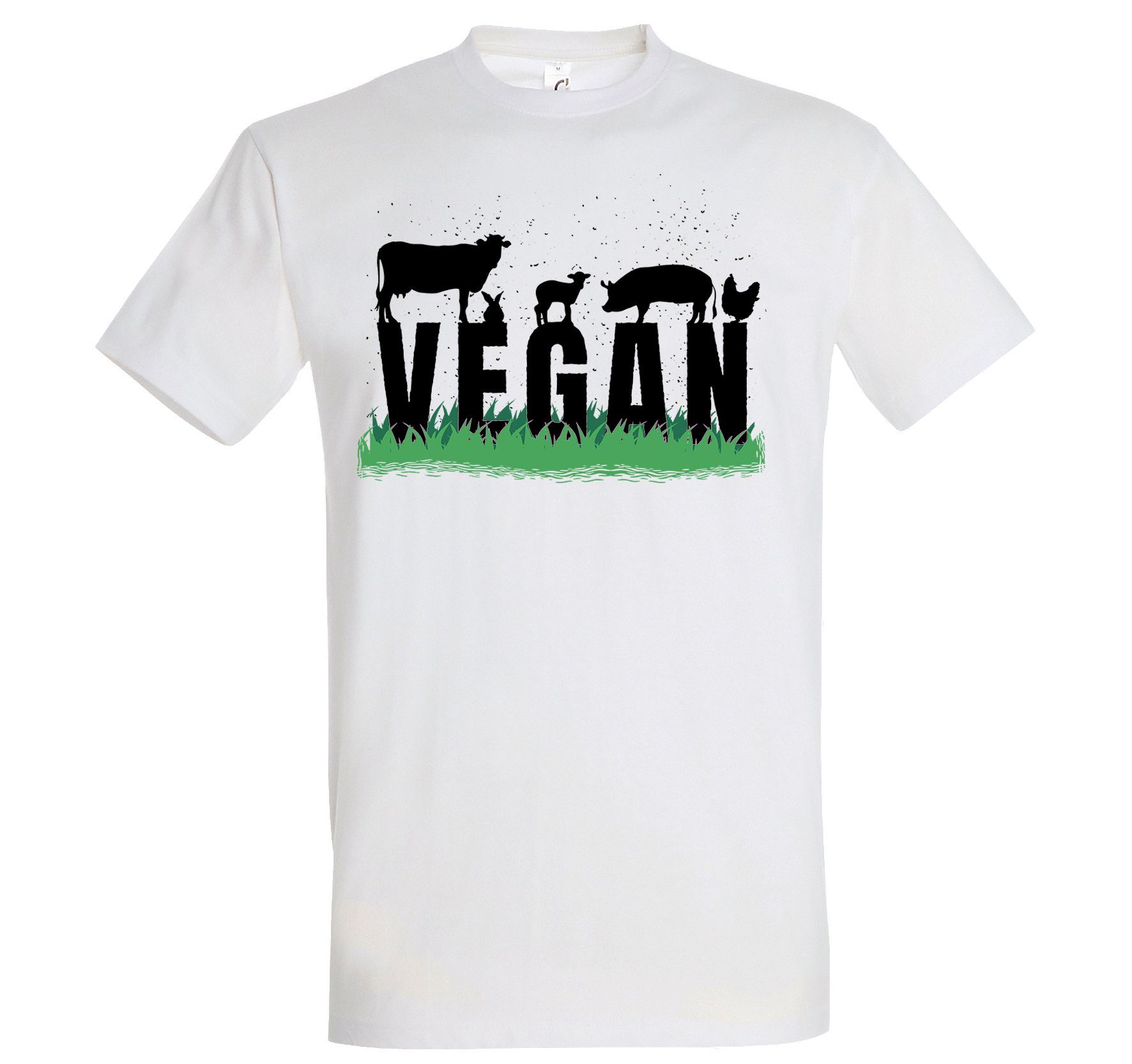 Youth Designz Weiß mit Herren trendigem Frontprint T-Shirt Shirt Vegan