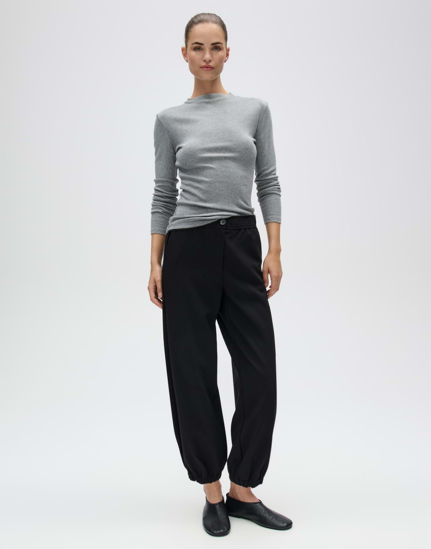 OPUS Longsleeve Sylivia aus weichem Jersey Figurbetonter Schnitt mit kleinem Stehkragen – Bild 5 von 5