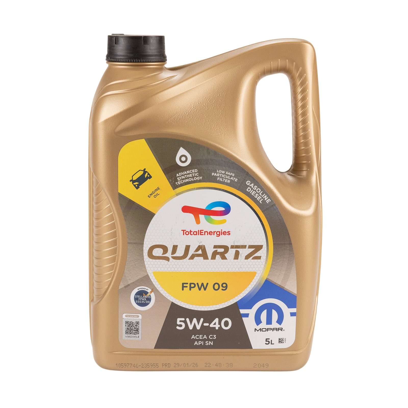 TotalEnergies Motoröl Total Quartz Mopar FPW/09 5W-40 235955 5 Liter
