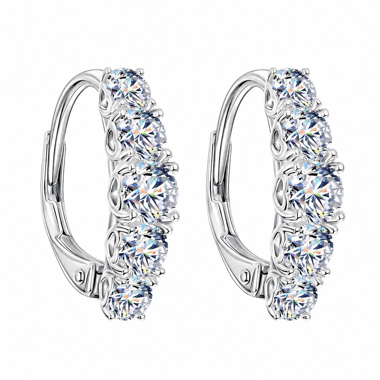 ROUGEMONT Paar Creolen Funkelnde Moissanit Damen Creolen Ohrringe 925 Sterling Silber, Echtschmuck mit Echtheitszertifikat