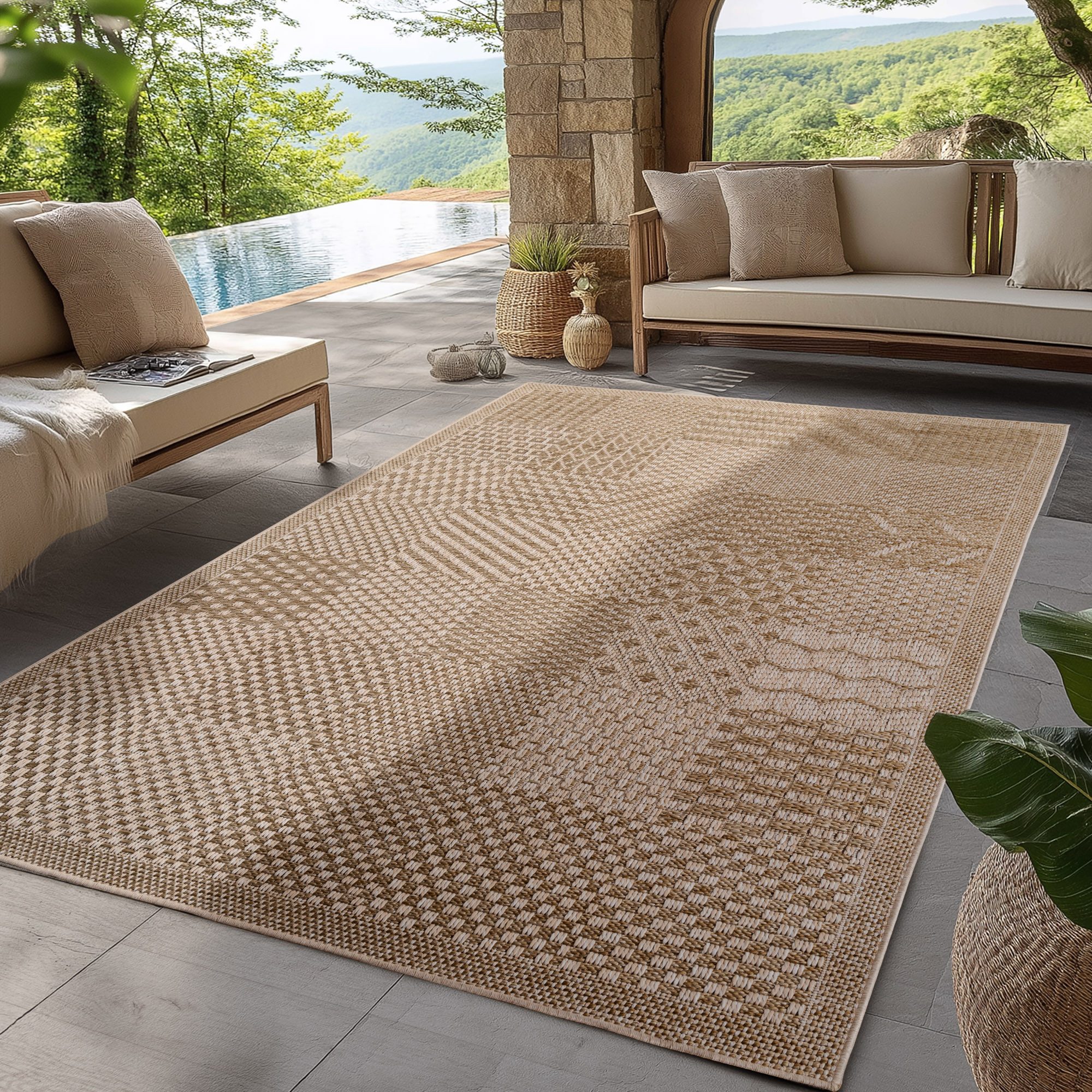 SIMPEX24 Outdoorteppich Boho Design, Läufer, Höhe: 5 mm, Outdoor Teppich We günstig online kaufen