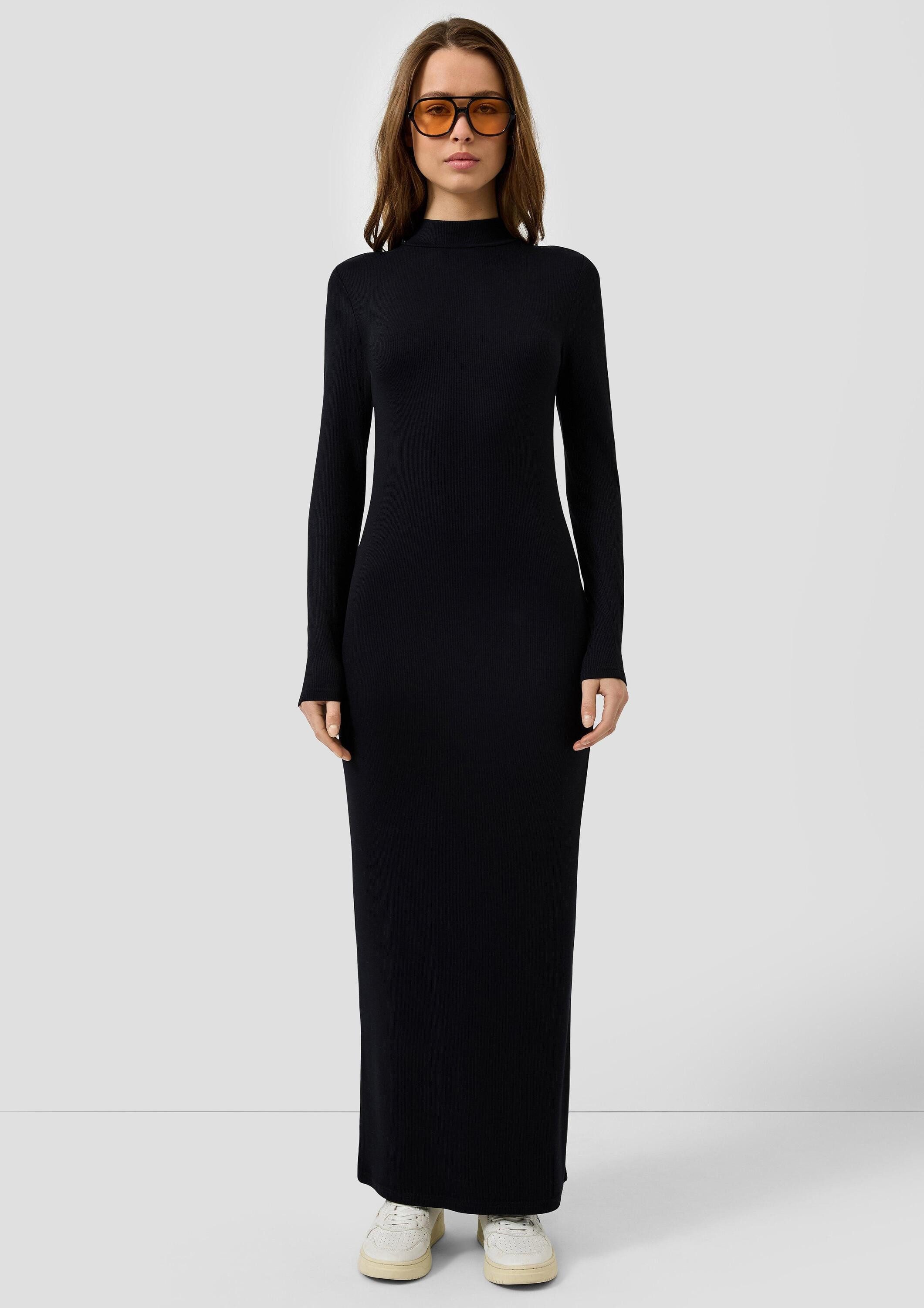 QS Maxikleid Kleid Rippkleid mit Stehkragen günstig online kaufen