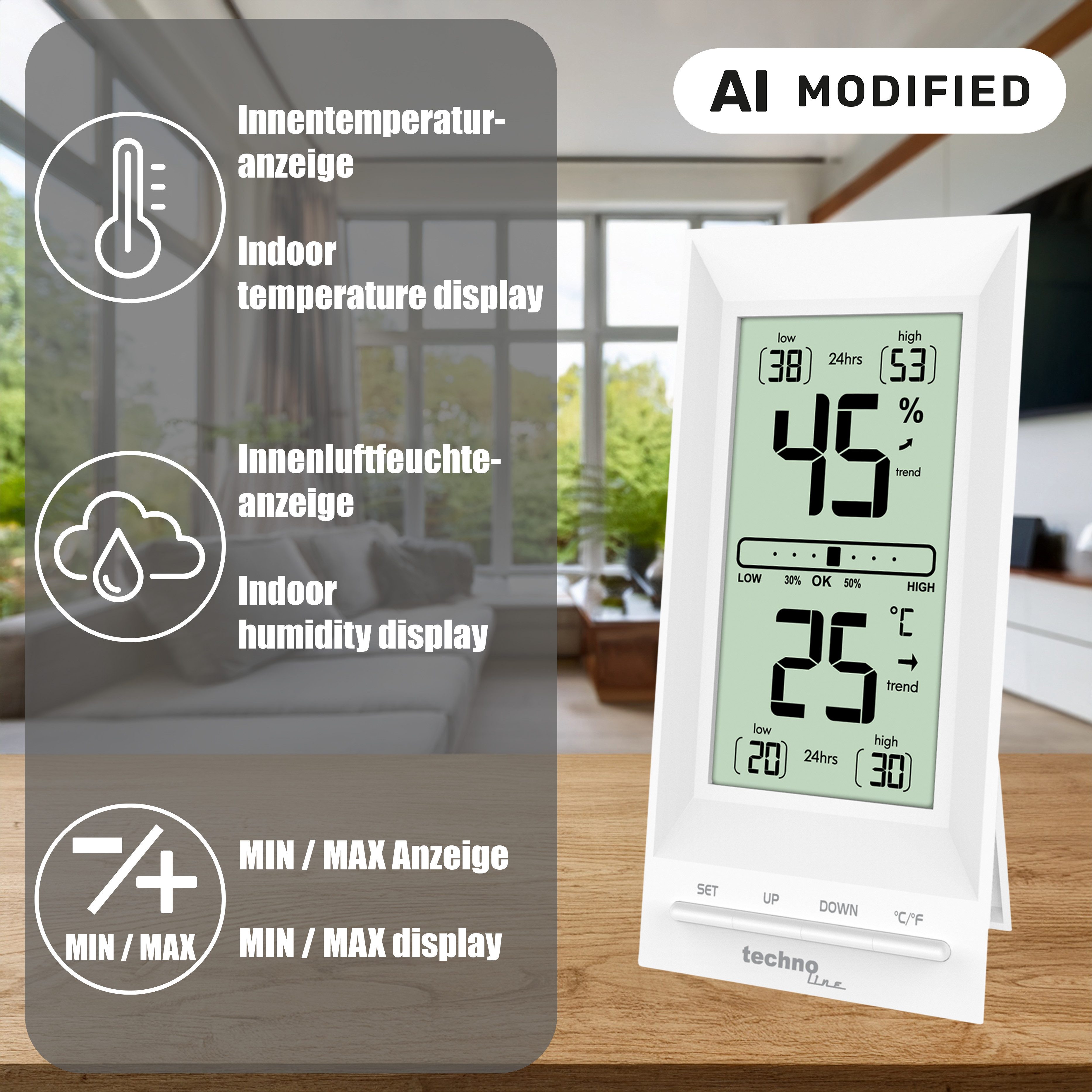 technoline WS 9129 Wetterstation (mit Kalibrierfunktion für Temperatur und Luftfeuchte)