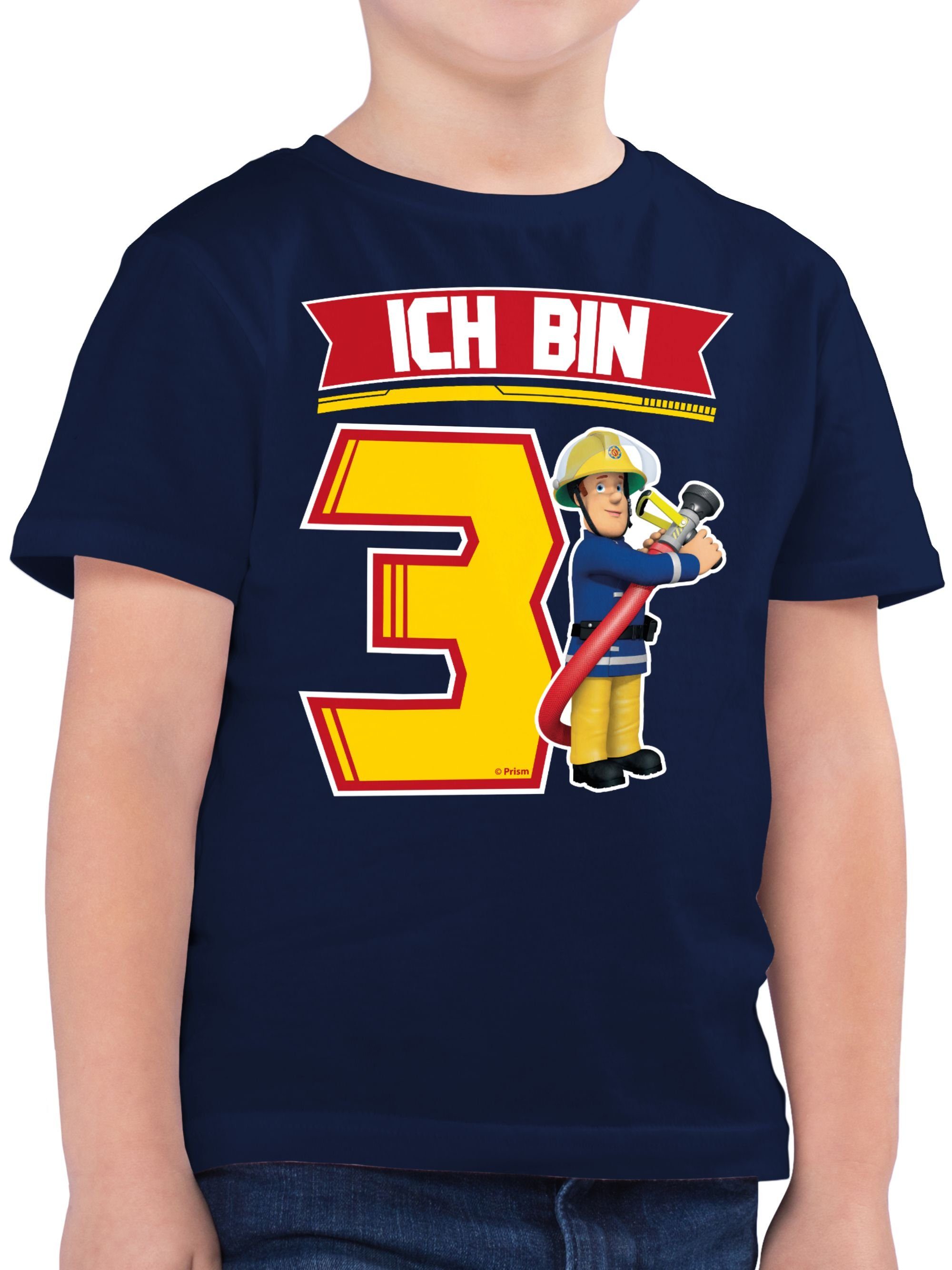 01 Shirtracer bin Jungen - Dunkelblau T-Shirt Feuerwehrmann Ich Sam 3 Sam