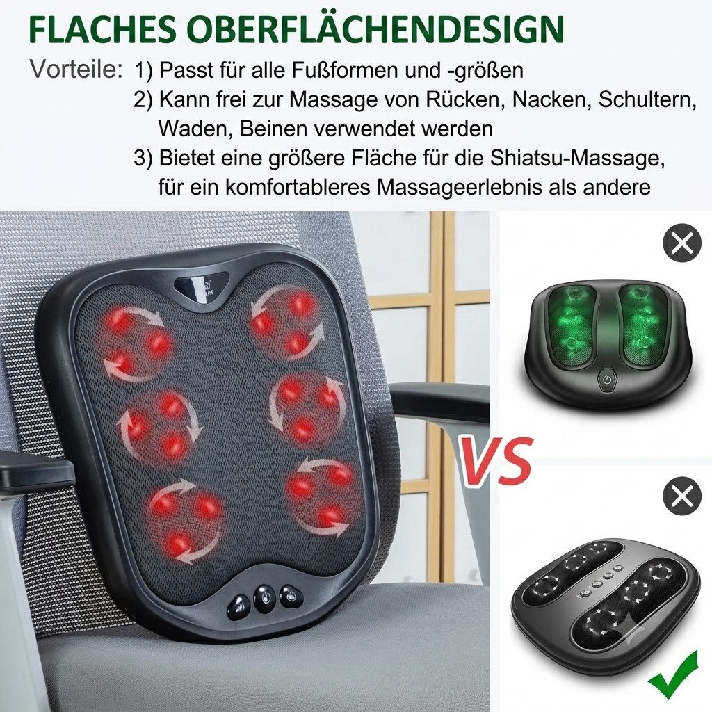 SNAILAX Fußmassagegerät Shiatsu Fußmassagegerät mit Wärmefunktion 18 Massageköpfen Fußwärmer, Shiatsu Fußmassagegerät Set mit Wärmefunktion, Shiatsu Fußmassagegerät mit Wärmefunktion und Netzadapter, Shiatsu Massage, Wärmefunktion, 18 Massageköpfe, 3 Programme