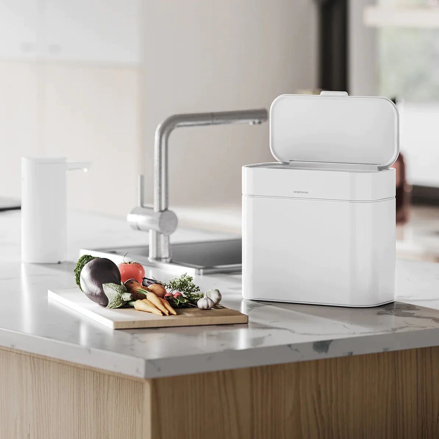 simplehuman Kompost-Caddy Mülleimer Weiß 4 l