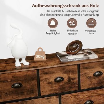 KOMFOTTEU Kommode Schubladenschrank, mit 5 Schubladen, Stahlrahmen & Holzplatte