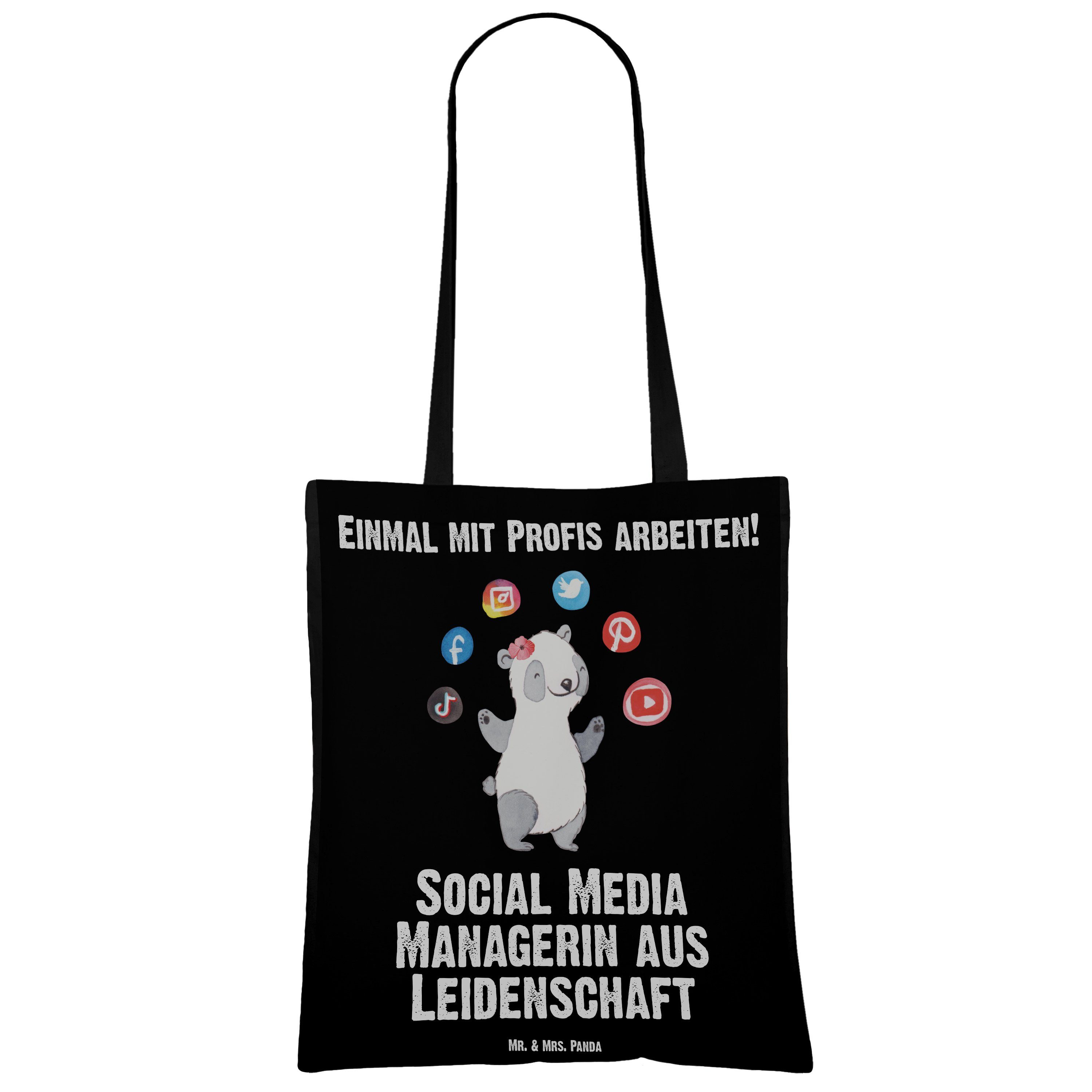 Panda Managerin & Mrs. aus (1-tlg) - Media Leidenschaft - Geschenk, Schwarz Tragetasche Mr. Arbeits Social