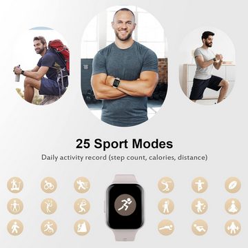 Jugeman Damen's und Herren's 25 Sportmodi Fitness Tracker Smartwatch (1,69 Zoll, Android/iOS), mit Pulsmesser, Schlafmonitor, IP68 Wasserdicht, Schrittzähler