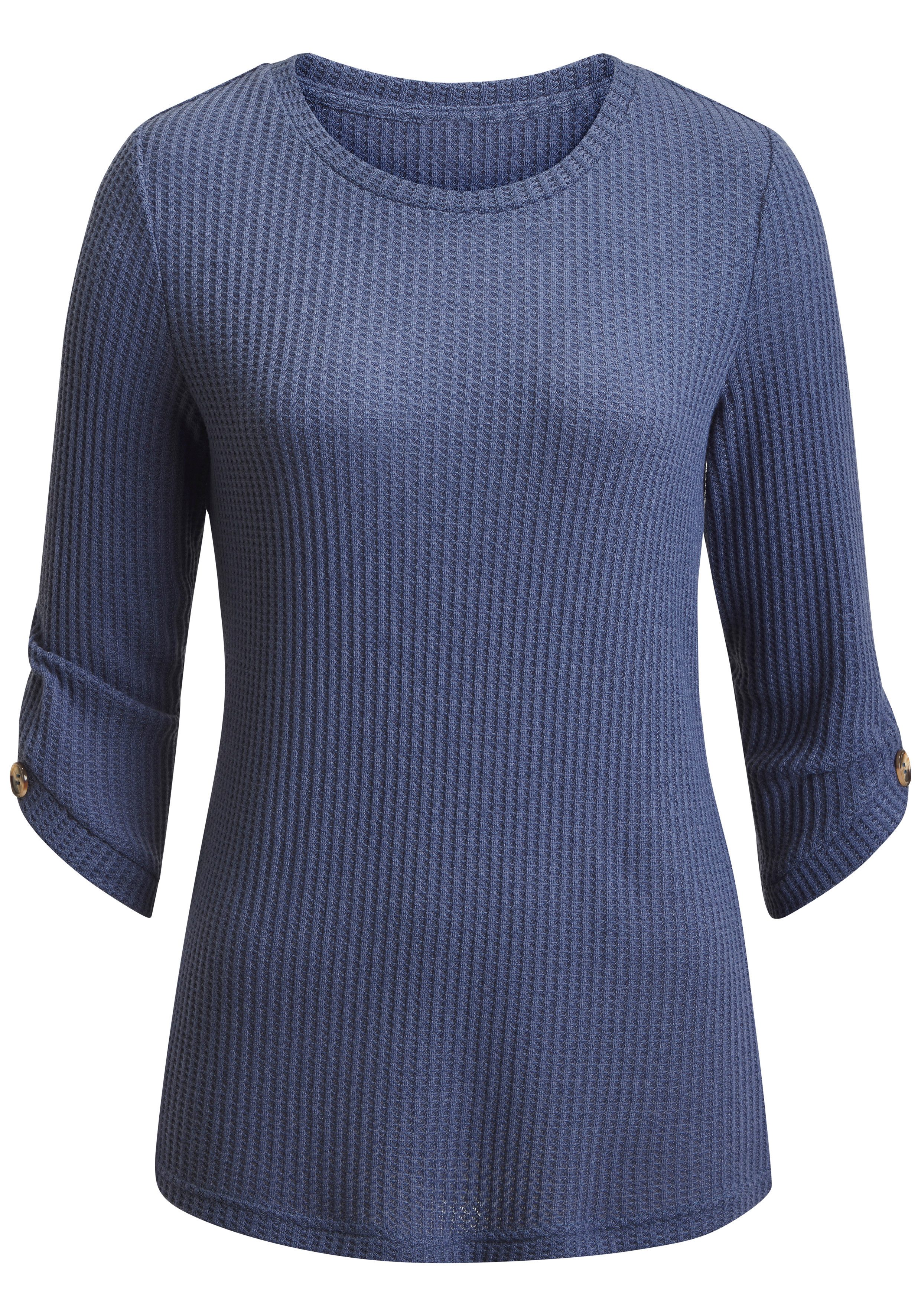 LASCANA 3/4-Arm-Shirt mit Knopfdetail aus weicher Waffel Piqué-Qualität. € 26,99, (€ 26,99 pro 1 Stk).