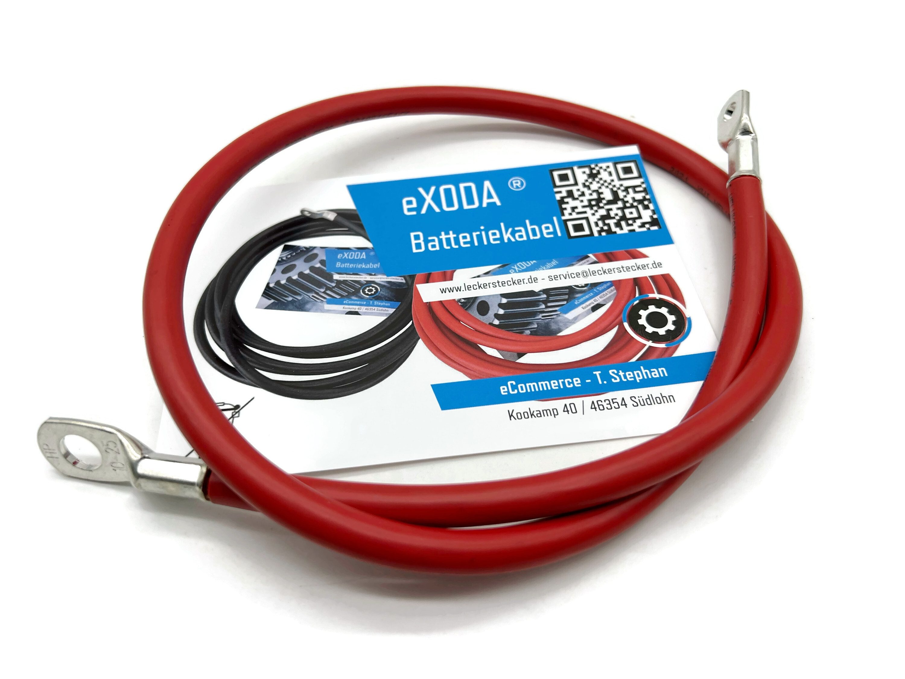 eXODA 25 mm2 M6 M10 Batteriekabel, Rot, (75 cm), 99% Kupfer